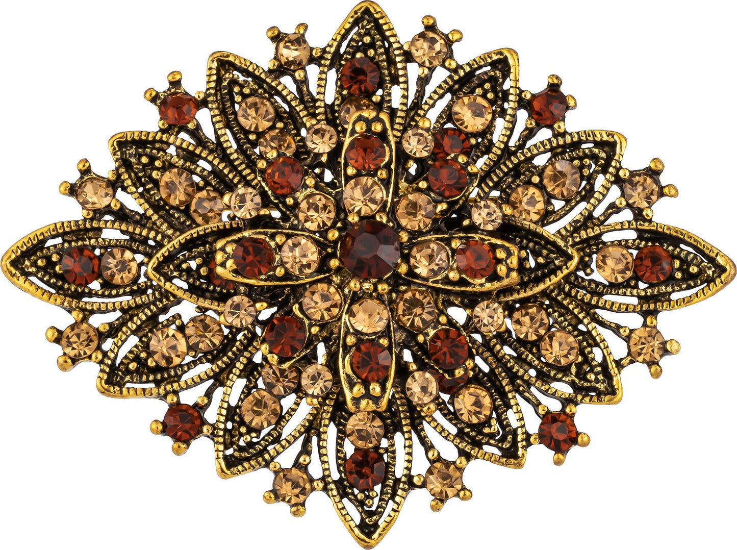 HAISWET Vintage Art Deco Crystal Rhinestone Brooch Pin for Women Brown