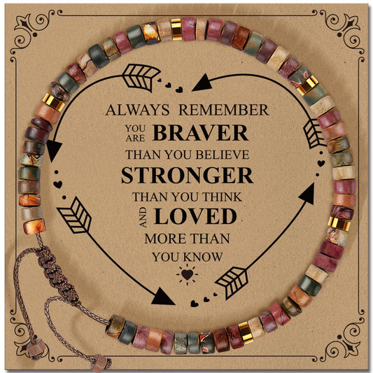 ZOKCC Inspirational Gifts Bracelets for Women : Healing Natural Stone Beaded Bracelets - Thinking of You Get Well Soon Birthday Christmas Gifts for Women Daughter Friends Sister Bestie