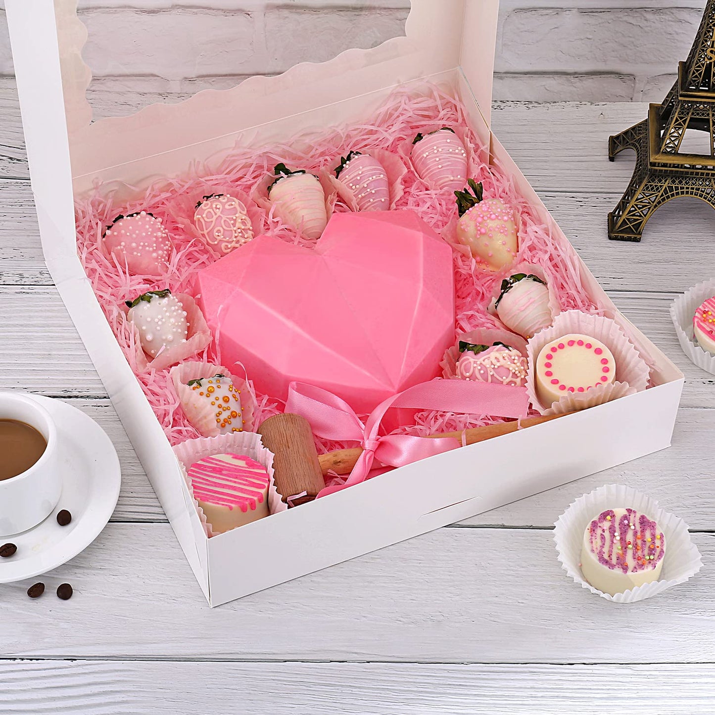 Tcoivs 20-Pack Pie Boxes 12" x 12" x 2.5", Bakery Boxes with Window, White Cookie Boxes, Auto-Popup Treat Boxes for Pies, Muffins, Donuts and Pastries