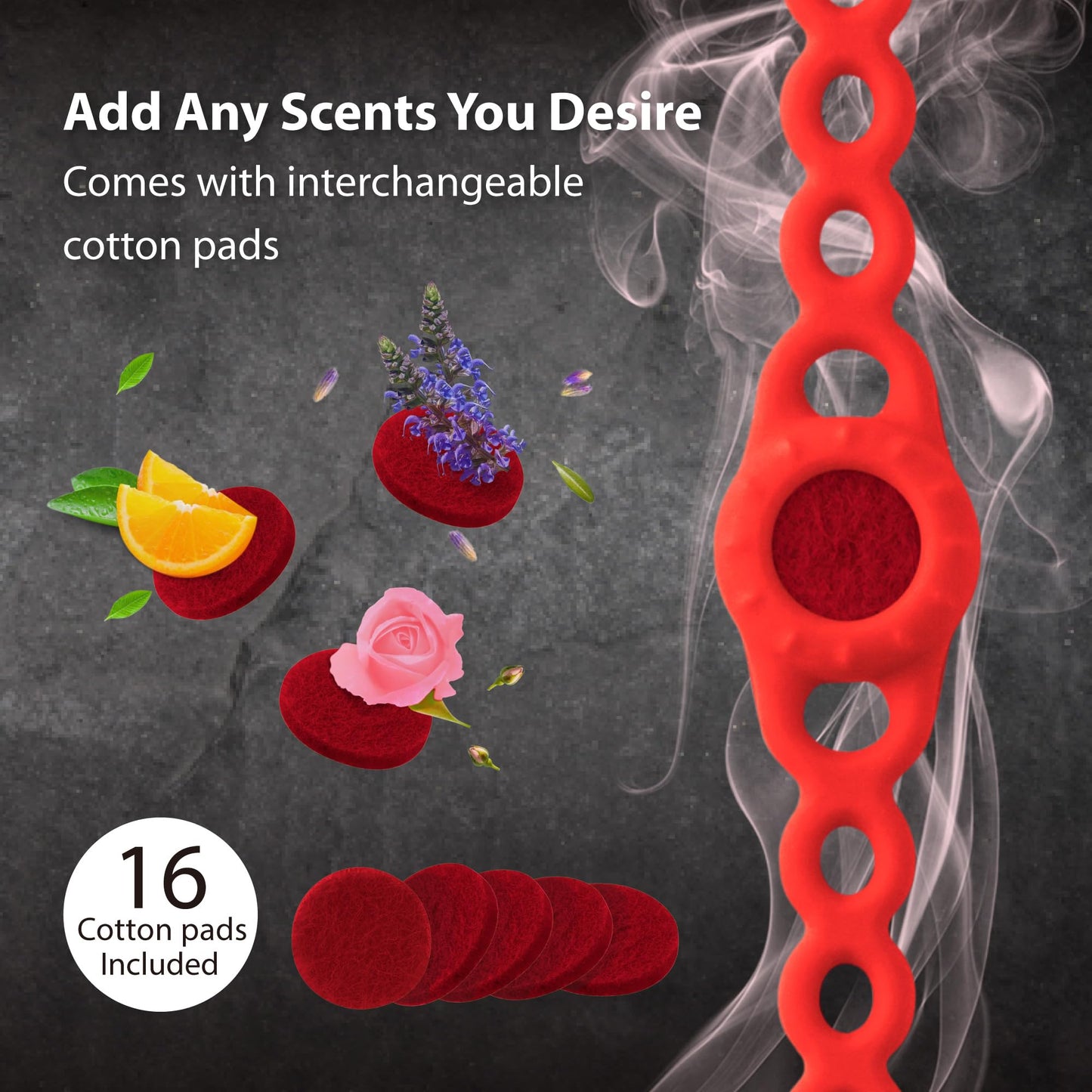 BONE Fragrance Chain (2 Packs), Aromatherapy Essential Oil Diffuser Bracelet, Adjustable & Skin-Friendly Silicone Wristbands for Kids & Adults (2-Pack Black + 16 Pcs Refill Pads)