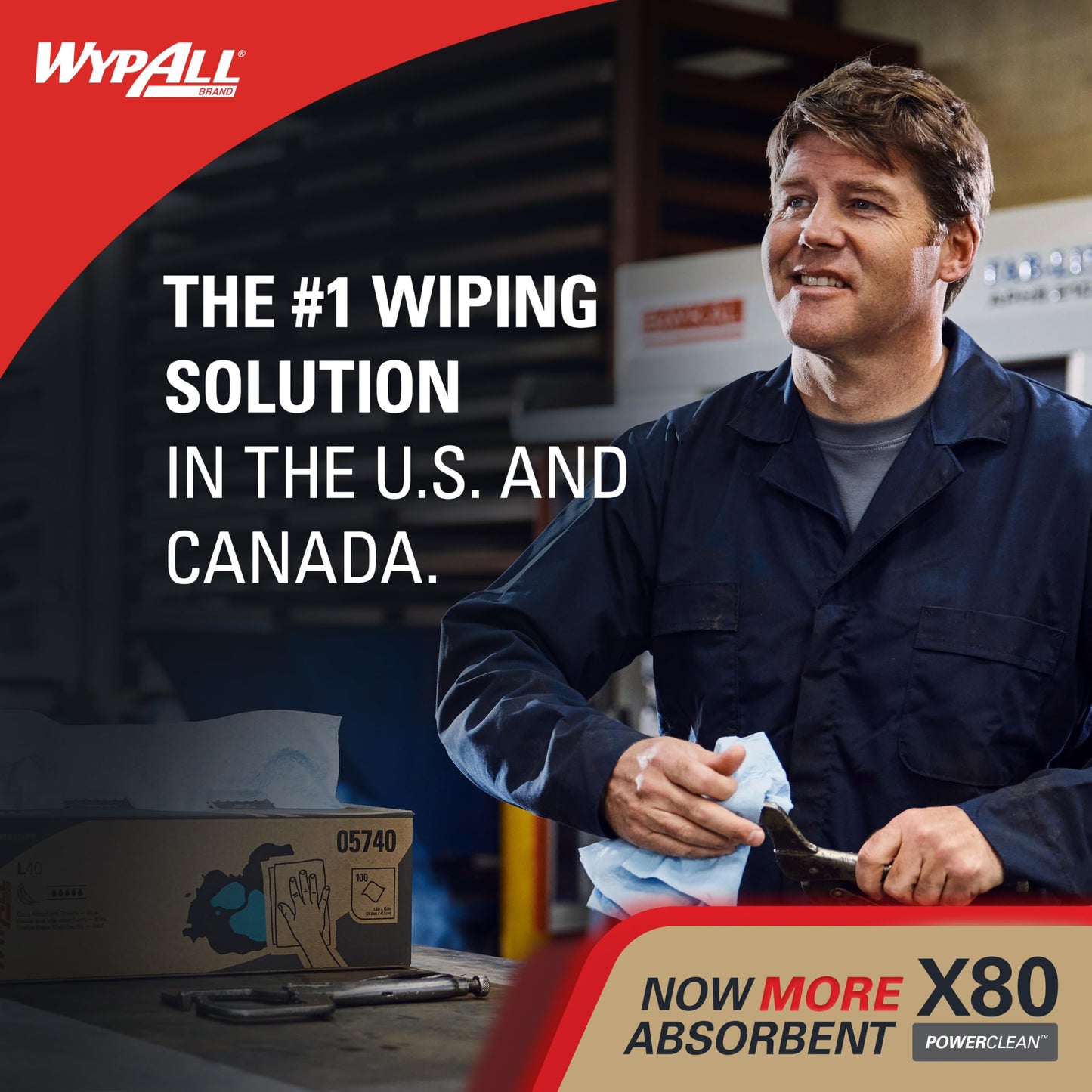 WypAll PowerClean X80 Cloths Heavy Duty Wipes (41041), Brag Box, Extended Use Towels, Blue (1 Pack of 152 Sheets, 152 Sheet Total)