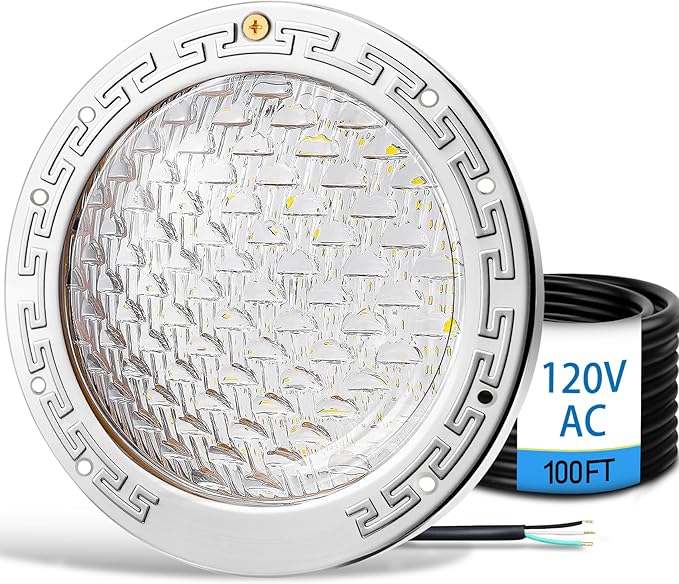120V Pool Lights for Inground Pool, 10 Inch LED Pool Light with 50FT Cord, 35W Swimming Pool Lights Fits 10'' Large Wet Niche, Stainless Steel Housing, Cool White 4000LM,IP68 Waterproof