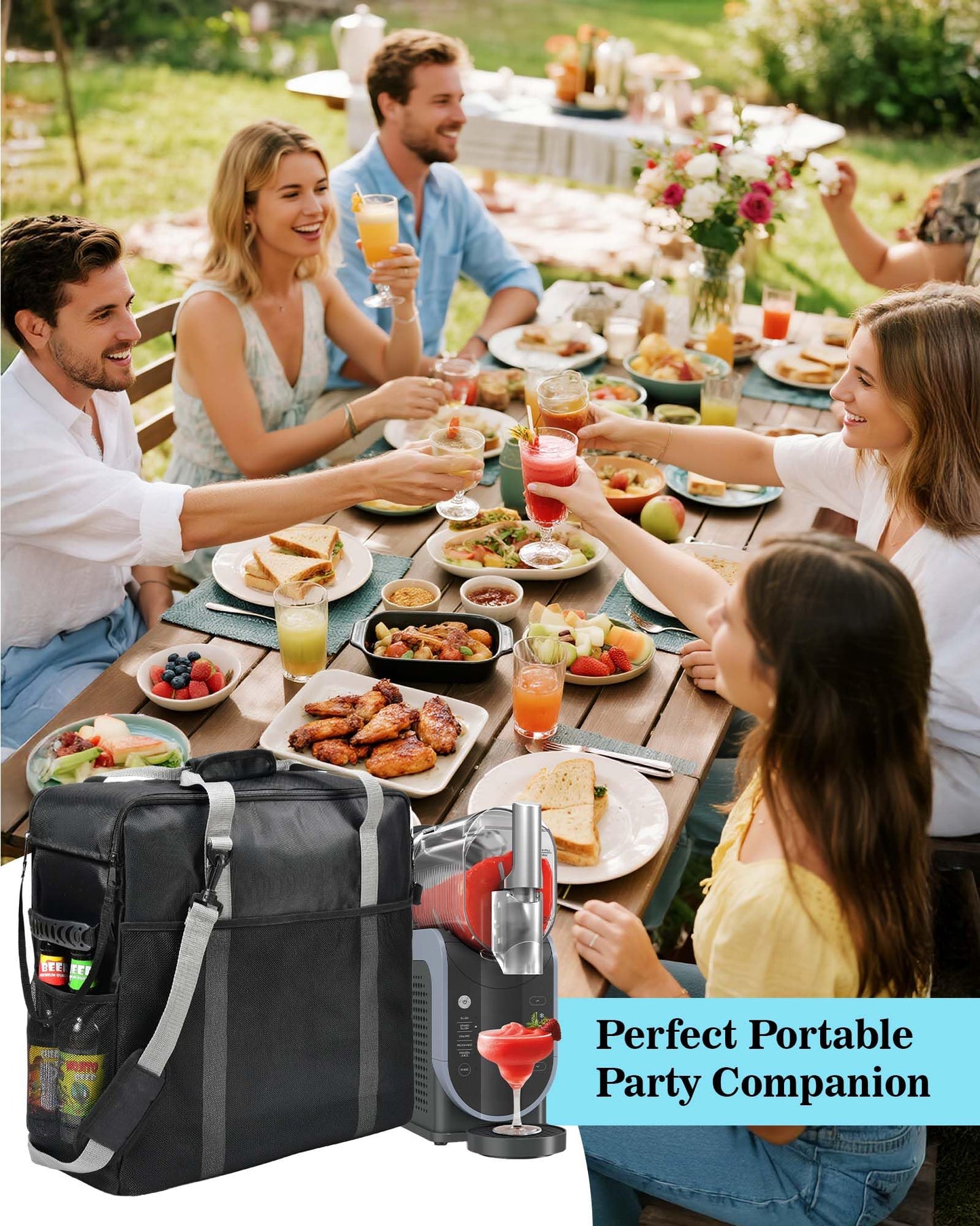 BS-VOG Carrying Bag for Ninja Slushie Machine FS301 & FS300, Portable Travel Tote Storage Bag with Front-Opening Design for Frozen Drink Maker, Thick Padded Protector for Machine Accessories