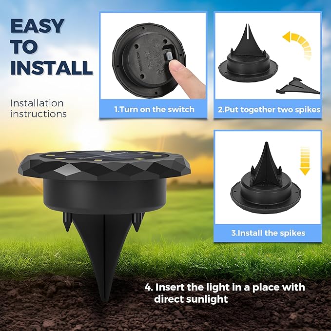 SOLPEX Mini Solar Ground Lights, 20 Pack Solar Lights Outdoor Waterproof, Landscape Lighting for Garden Pathway Driveway Walkway (Cool White)