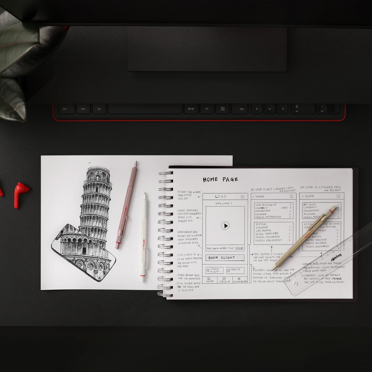 Rotring 600 Metallic Metal Ballpoint Pen, Medium Point, Black Ink, Pearl White Barrel, Refillable, 1 Count - Smooth Writing, Style, Comfort, Non-Slip Grip
