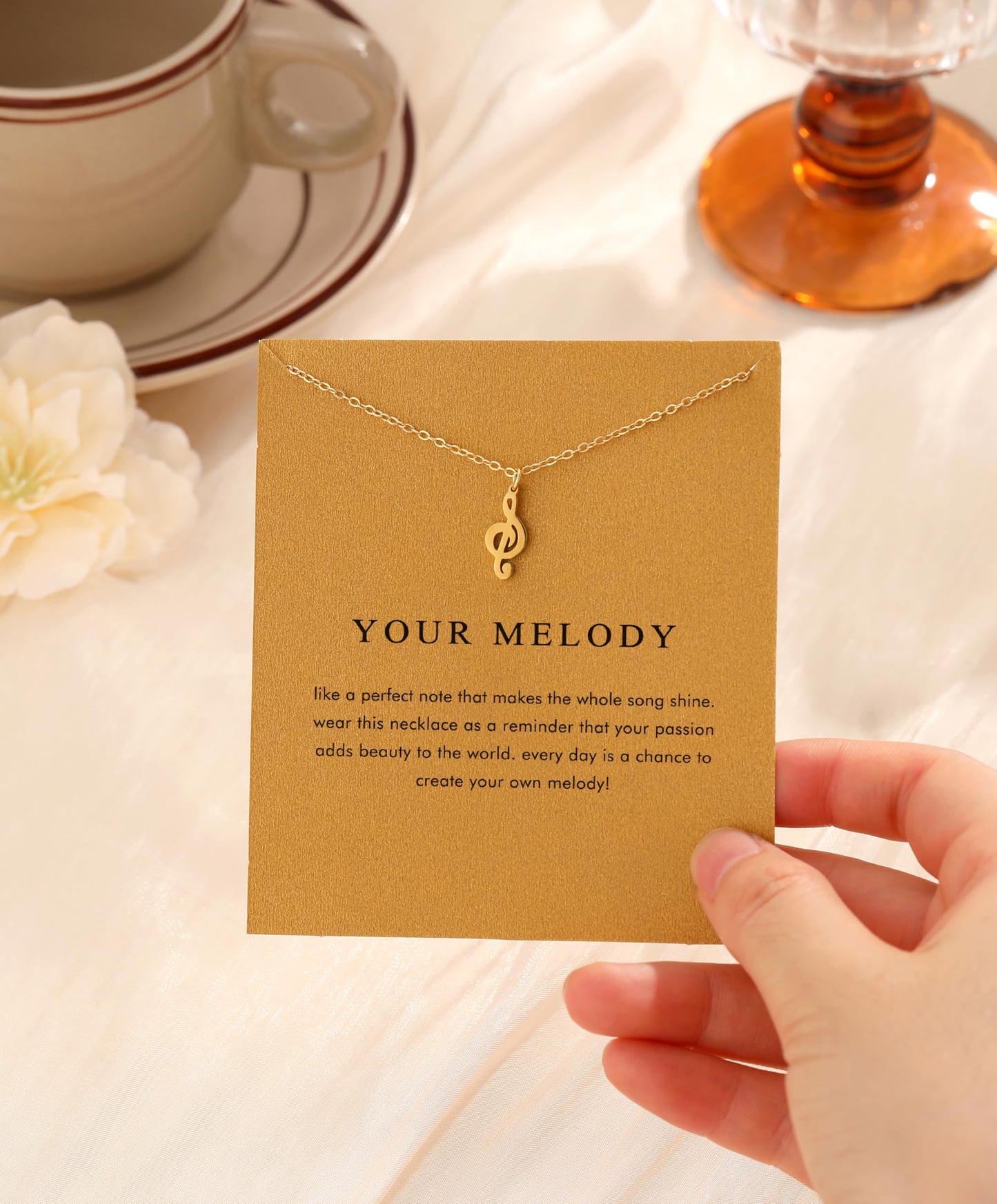 OBSUN Music Gifts for Women Music Note Necklace Gold Treble Clef Necklace Gifts for Music Lovers (Music Note)