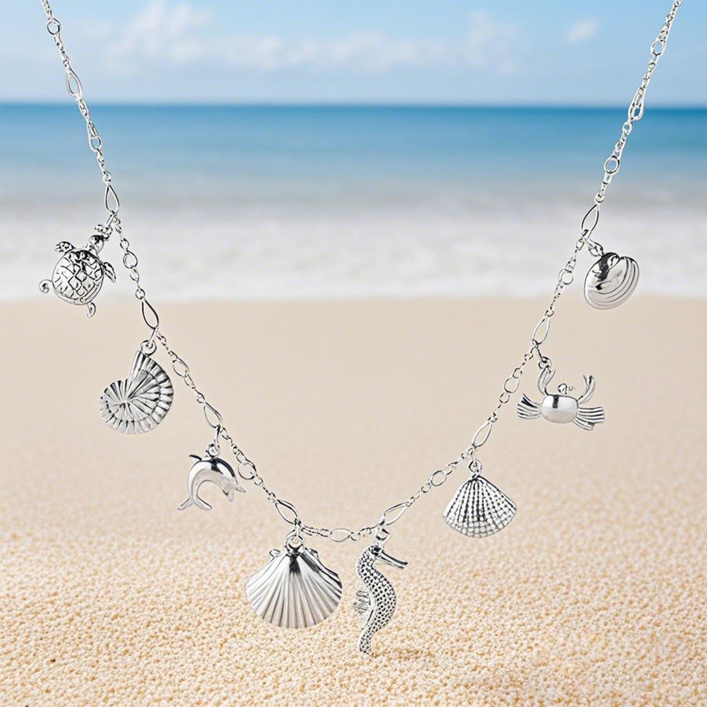 KummerSaprk Seashell Necklace Charm Necklace for Women Summer Vacation Jewelry for Women Starfish Sea Shell Pendant Jewelry Boho Beachy Stuff Accessories Gifts