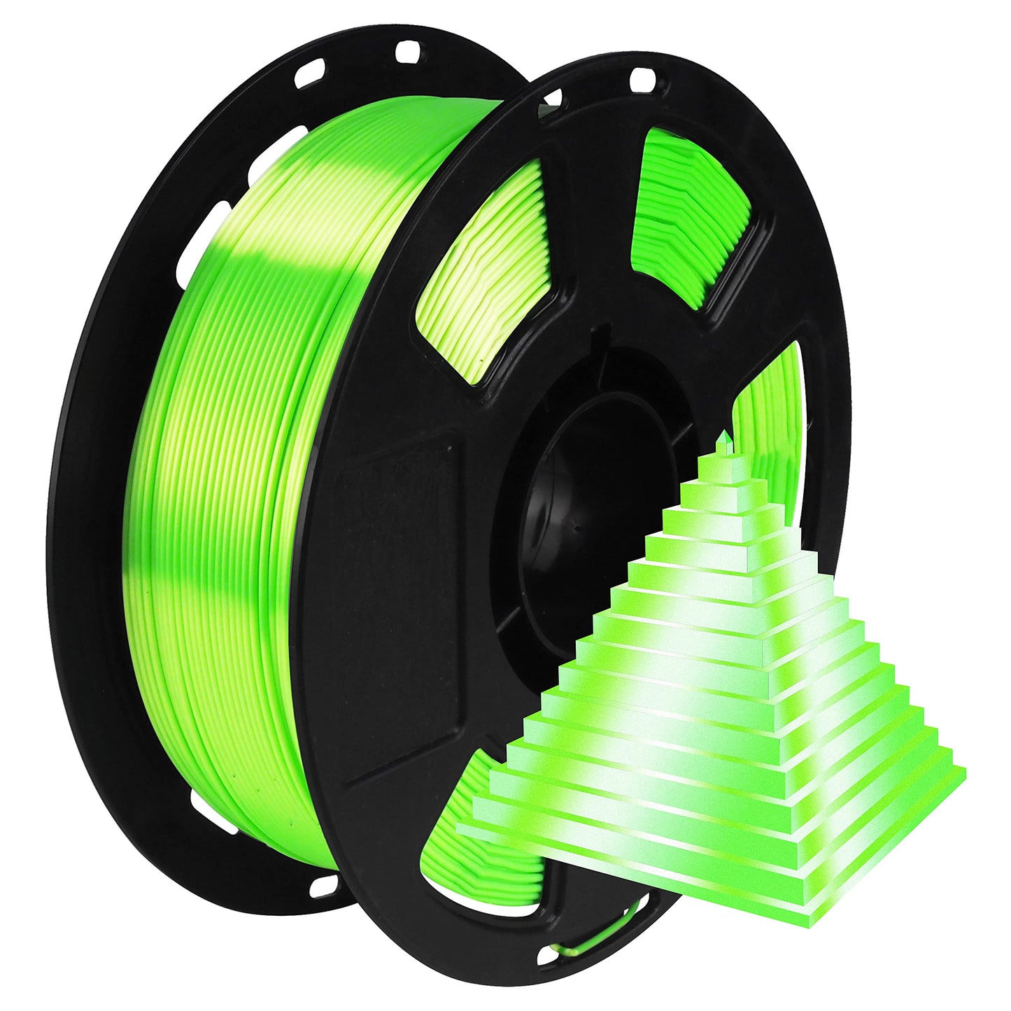 Shiny Silk Bright Lime Green PLA 3D Printing Material, 1kg 2.2lbs 1.75mm 3D Plastic Material, Widely Support for FDM 3D Printer, Easy to Print with Extra Sample by BBLIFE