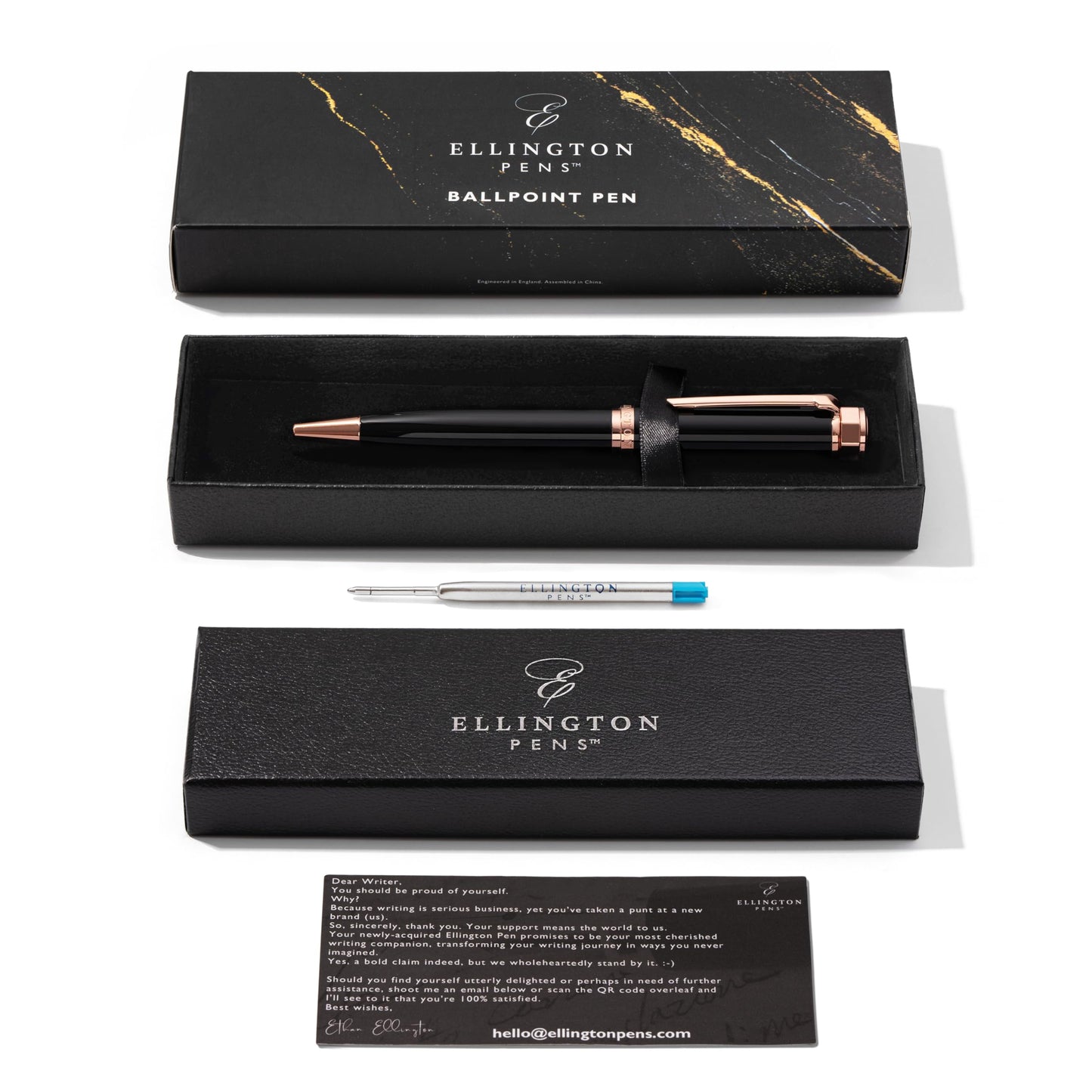 Ellington Pens Luxury Ballpoint Pen – Premium Quality, Smooth Writing Experience, Elegant Design, Includes 2 Ink Refills (Black & Blue) – Ideal for Professionals and Gift Giving