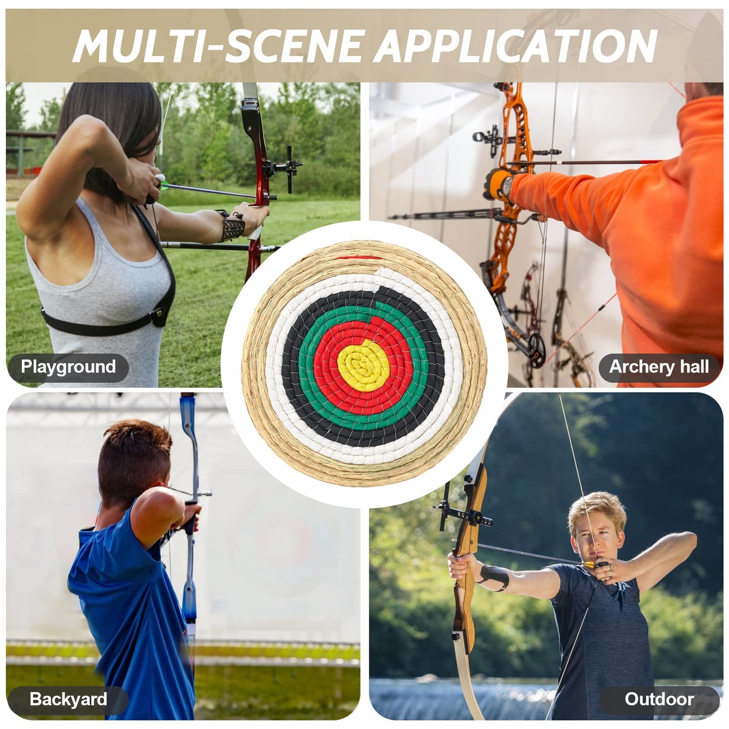 Swatlo Archery Target 20Inch Round Straw Archery Targets for Backyard, Traditional Hand-Made Crossbow Target, Bow Targets Archery (7 Layer Green)