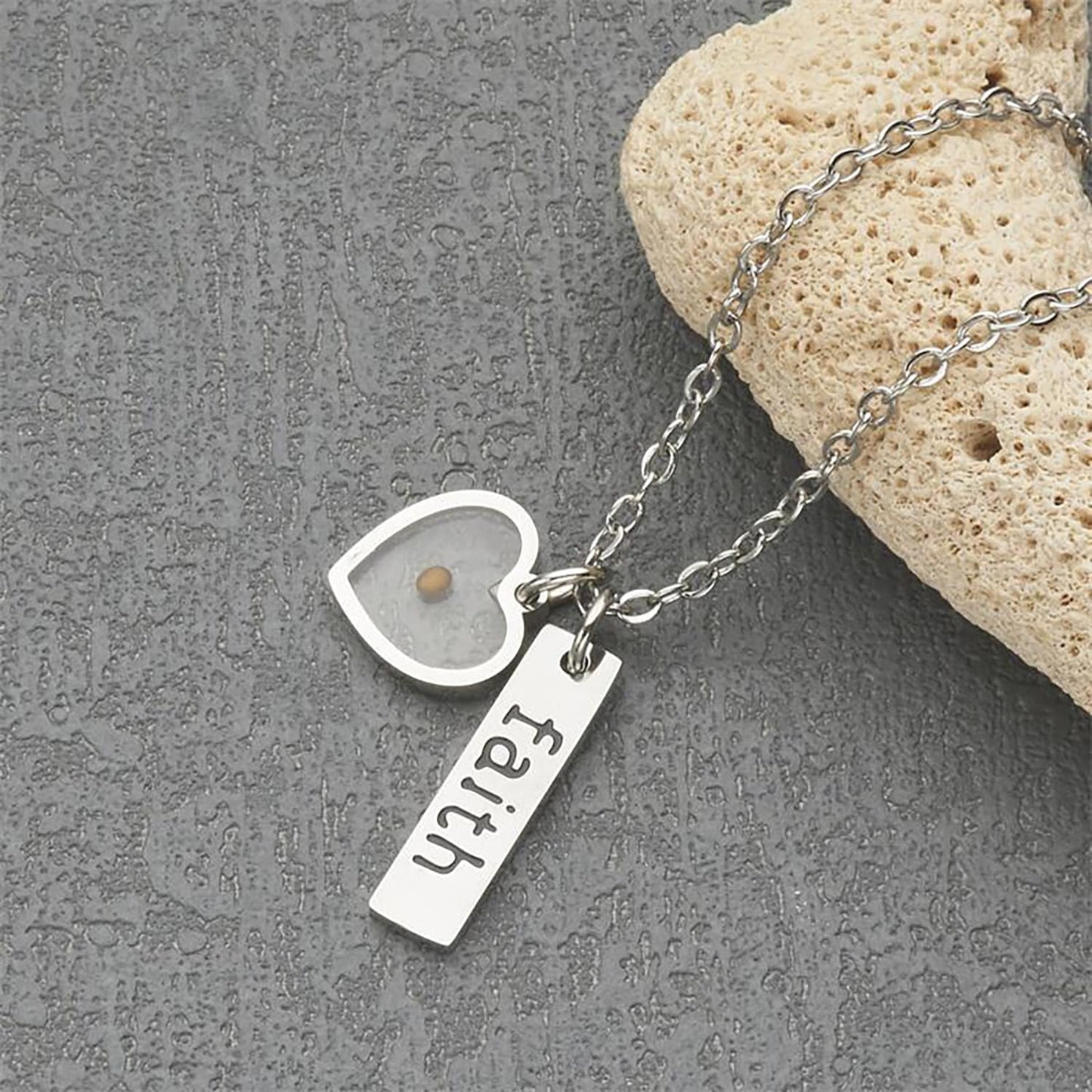 VLIEGEN Mustard Seed Necklace - Stainless Steel Faith Mountain Jewelry for Women & Men styleN