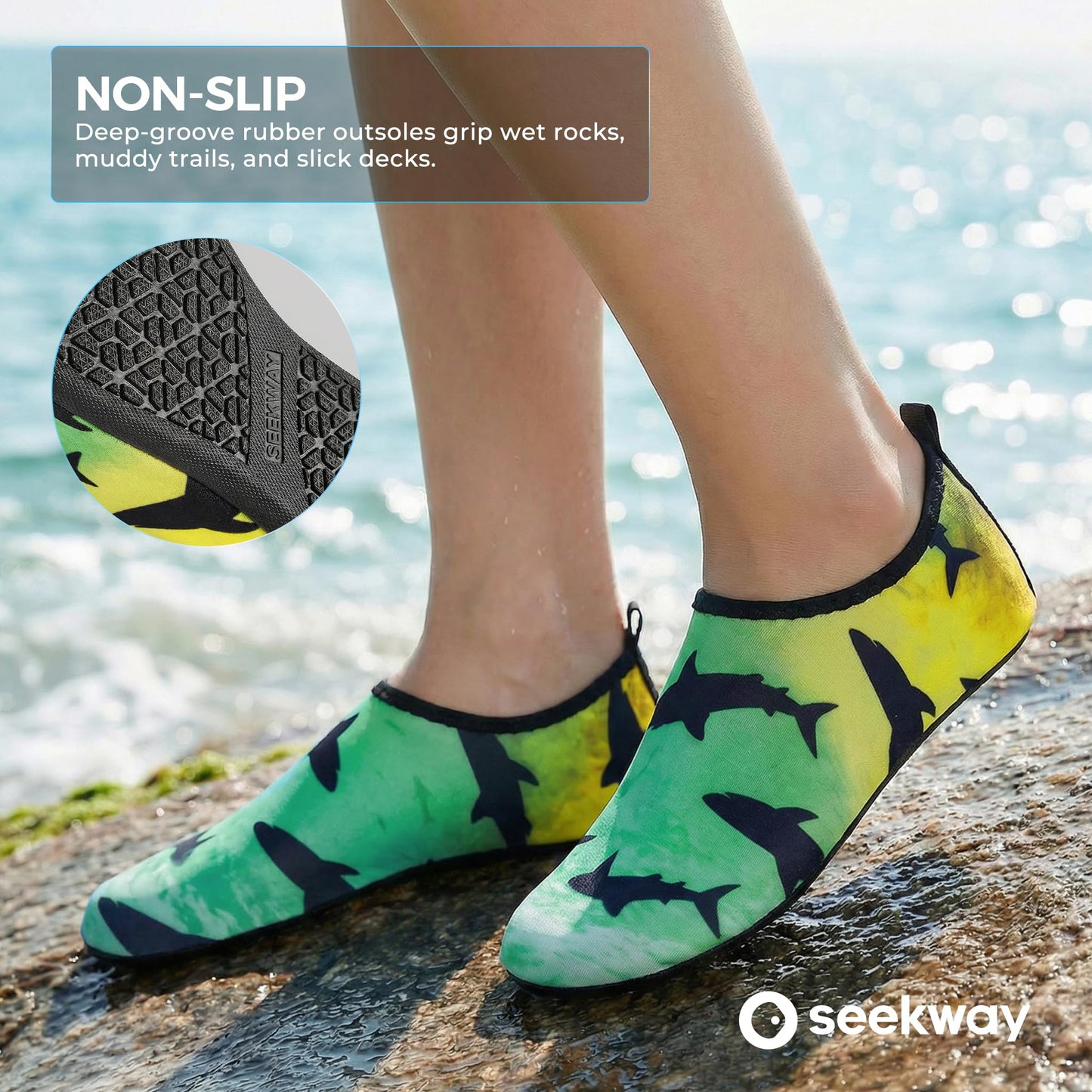 SEEKWAY Water Shoes Barefoot Aqua Socks Quick-Dry Non Slip Shoes for Beach Swim Pool River Boating Surf Women Men Bird SK002(U)