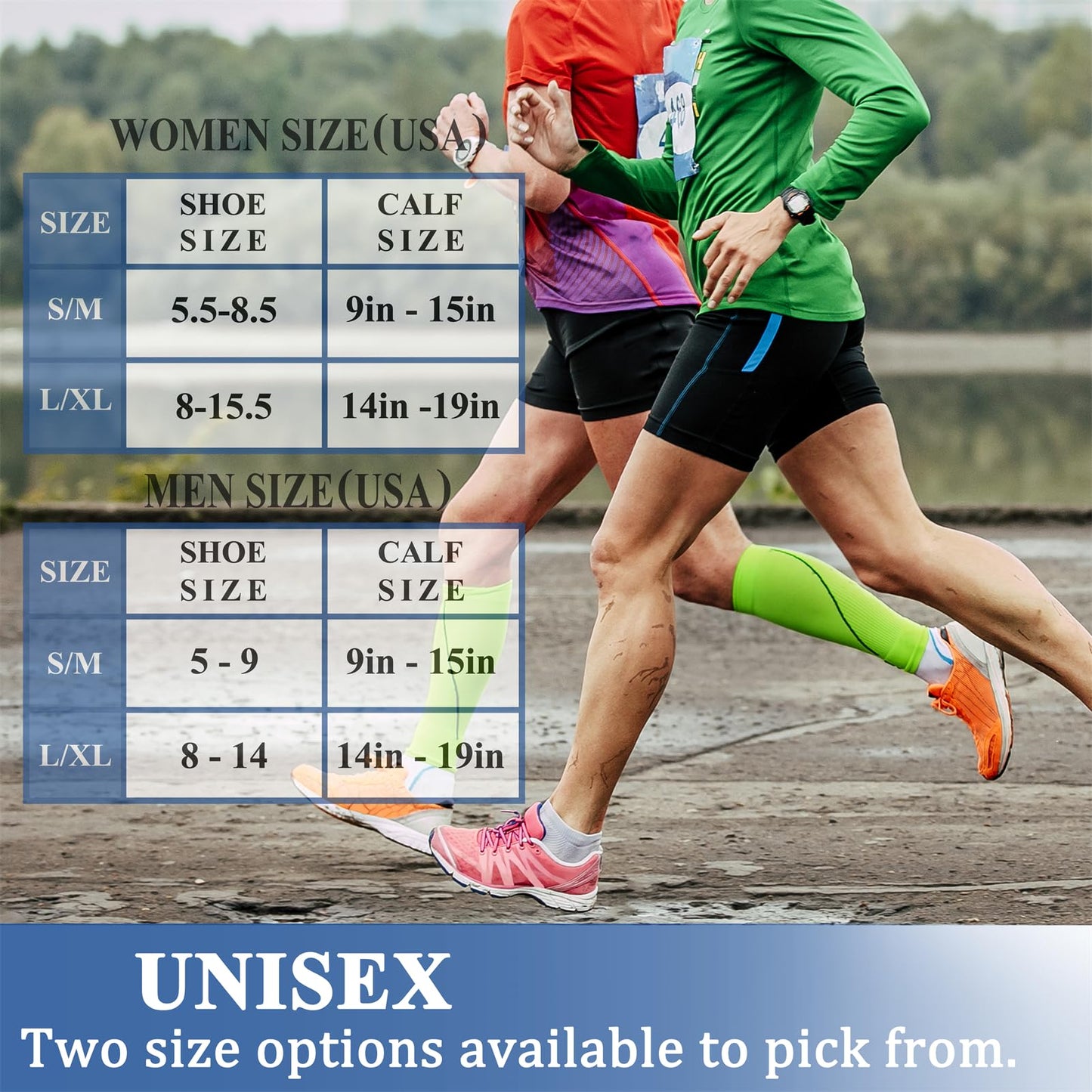 CHARMKING Compression Socks for Women & Men (8 Pairs) 15-20 mmHg Graduated Copper Support Calf Socks are Best for Pregnant, Nurses - Boost Performance, Circulation, Knee High Wide Calf(L/XL, Multi 52)