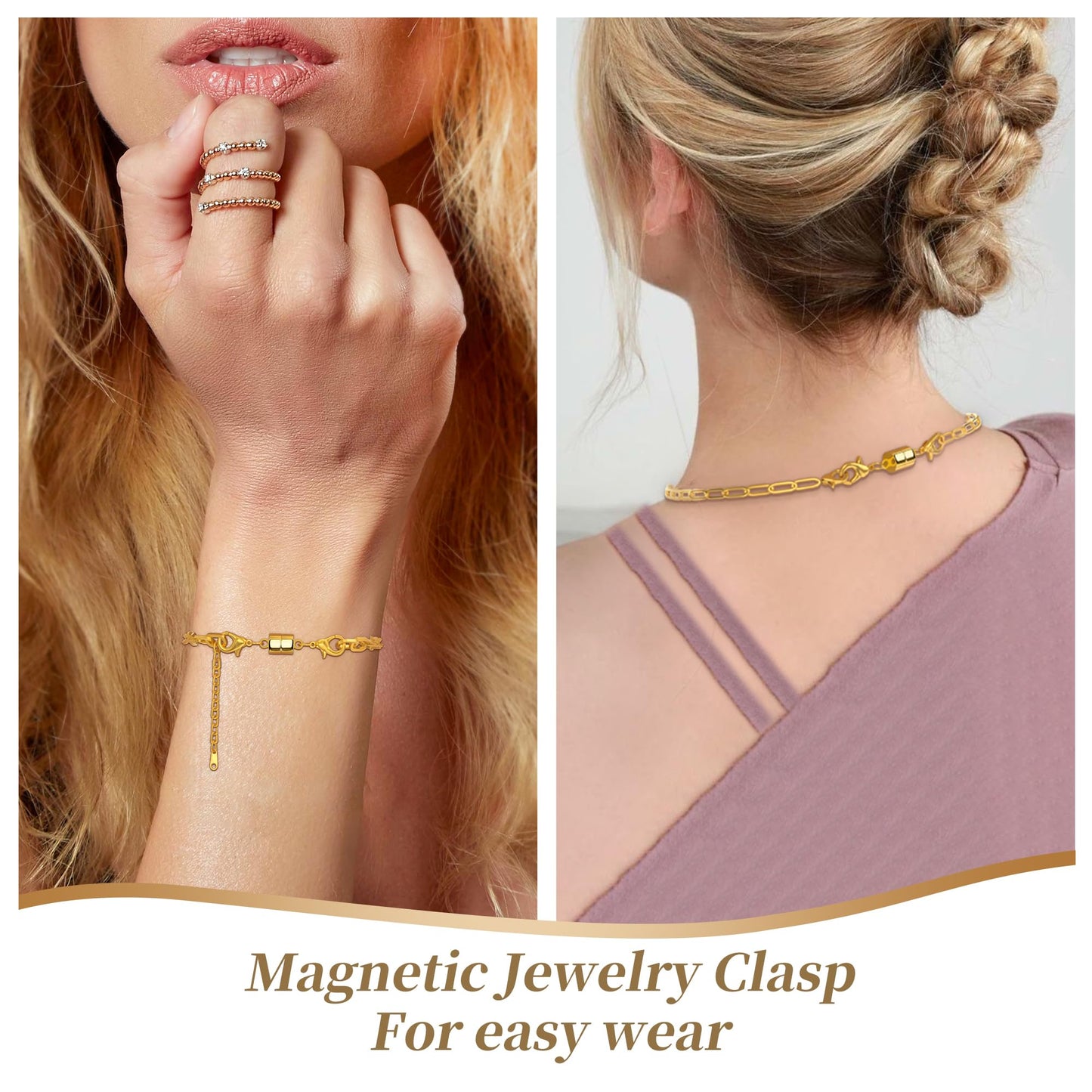 SUTQIGUI Magnetic Necklace Jewelry Clasps and Closures with Double Lobster Clasp, Silver Magnetic Jewelry Clasps for Necklaces, Bracelet Necklace Extenders for Women (6PCS)