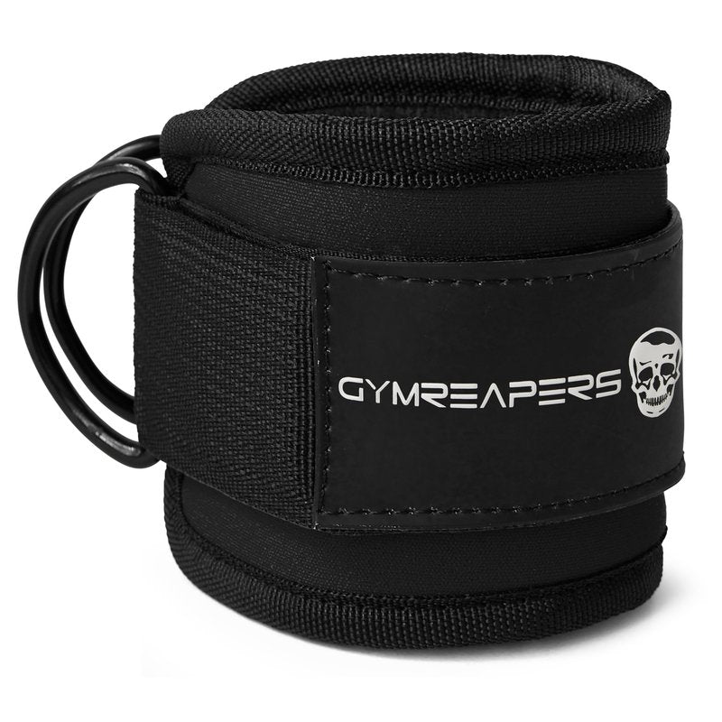 Gymreapers Ankle Straps (Pair) For Cable Machine Kickbacks, Glute Workouts, Lower Body Exercises - Adjustable Leg Straps with Neoprene Padding (Black, Pair)