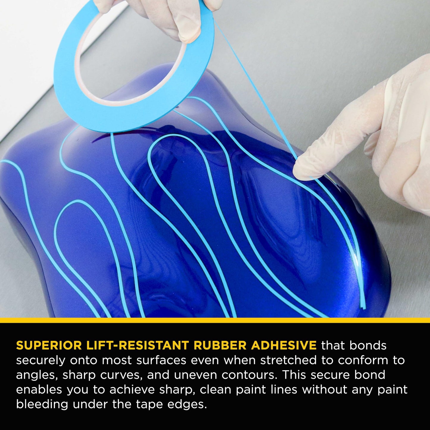 Custom Shop Vinyl Fineline Pinstripe Tape, Blue 1/2" x 36 Yard Roll - Create Sharp Graphic Design Curves, Mask Fine Lines, Conformable Paint Masking Striping Tape for Auto, Motorcycle, Flame Painting