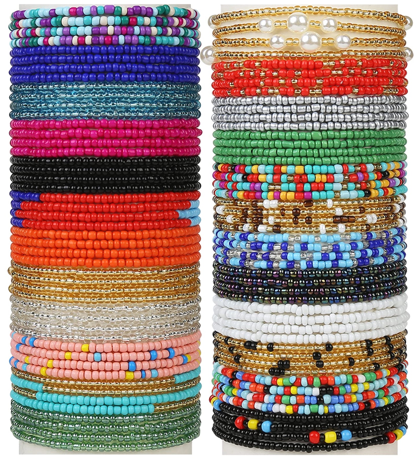 Waist Beads for Women Bulk Colorful Beaded Body Chain Elastic String Waist Chain Beach Bikini Belly Chains Summer Y2k Jewelry for Women 24 Pieces