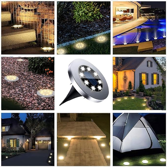 4.6 Inch Diameter Solar Ground Lights, Waterproof Solar Garden Lights, Outdoor Garden Waterproof Bright in-Ground Light, Landscape Lighting for Pathway,Yard,Lawn,Patio,Walkway (12 Pack Warm Light)