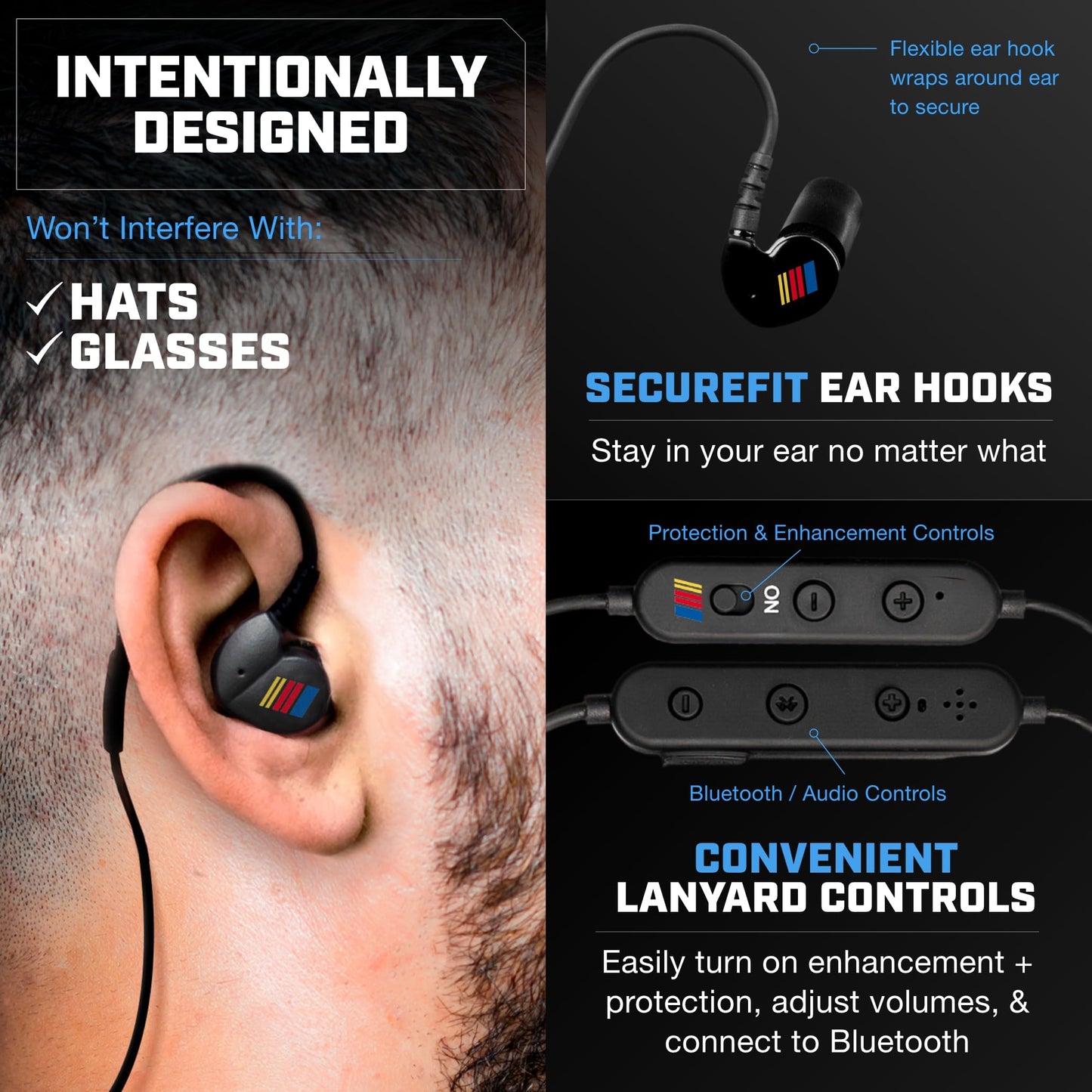 AXIL GS Extreme NASCAR 2.0 Shooting Ear Buds – Hearing Enhancement & Noise Isolation Bluetooth Earbuds – w/Dynamic Speakers – 25-Hour