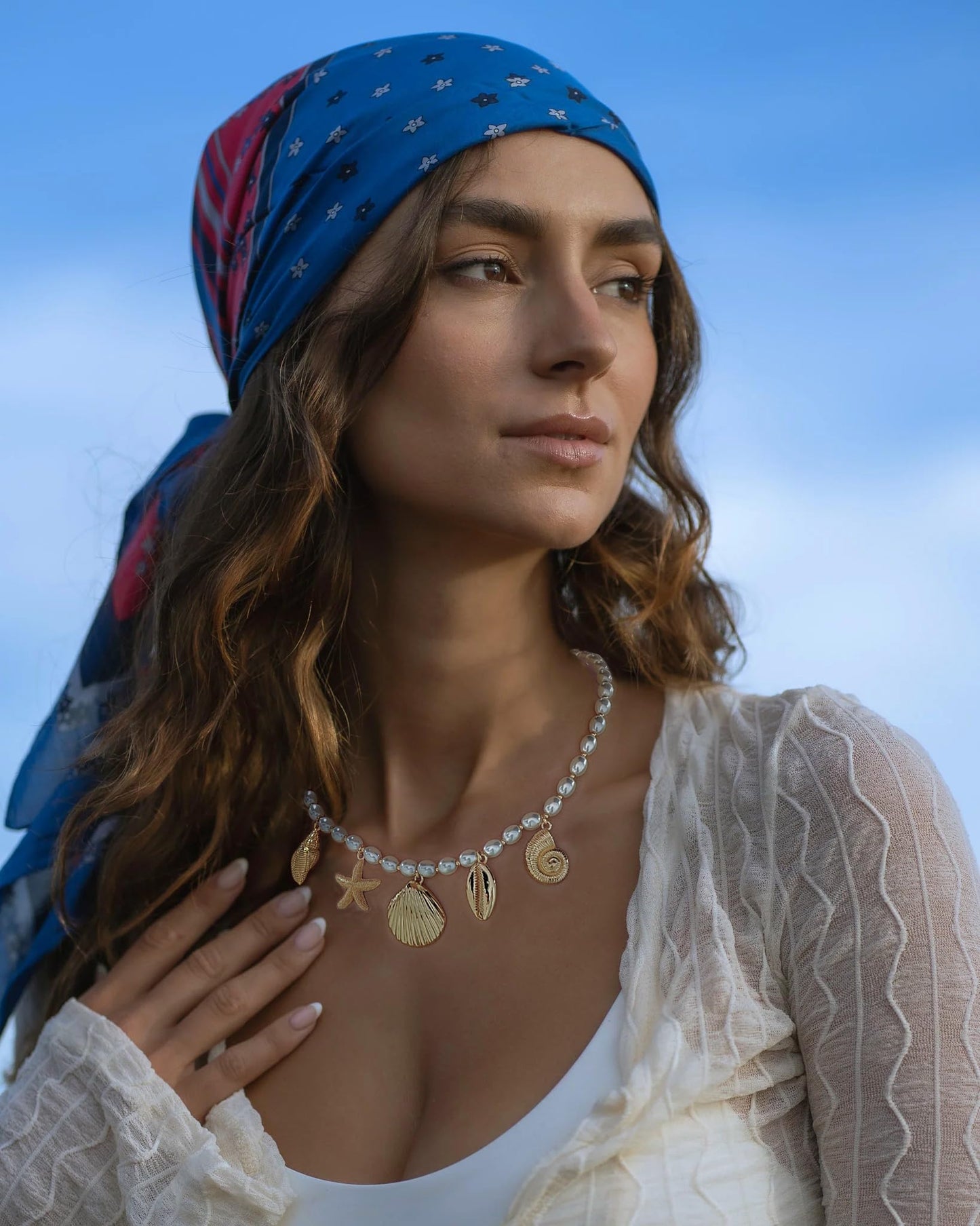 INNERDIVA Charm Necklace for Women, Gold Conch Starfish Shell Necklaces Conch Seashell Necklaces Summer Beach Gifts