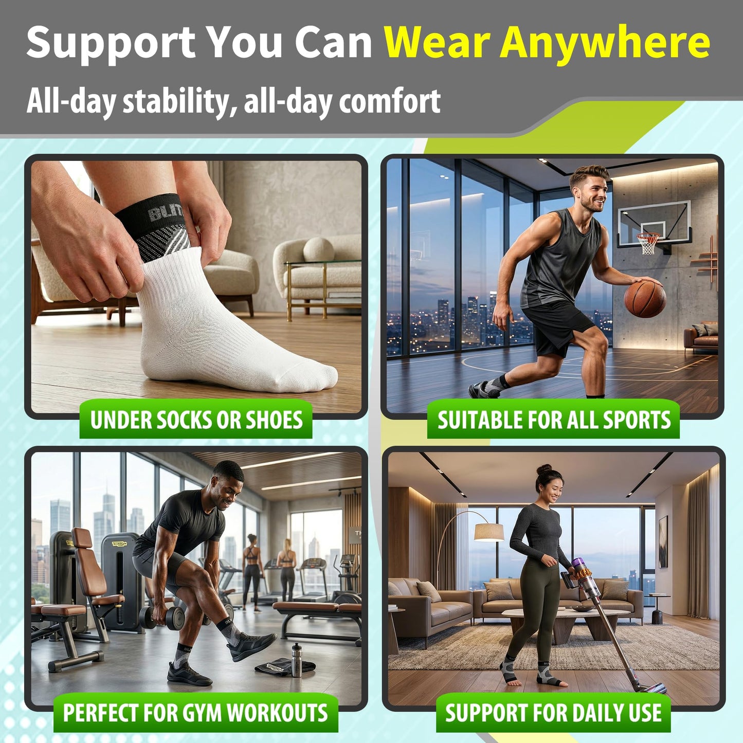 BLITZU Compression Socks for Plantar Fasciitis, Foot, Arch & Ankle Support