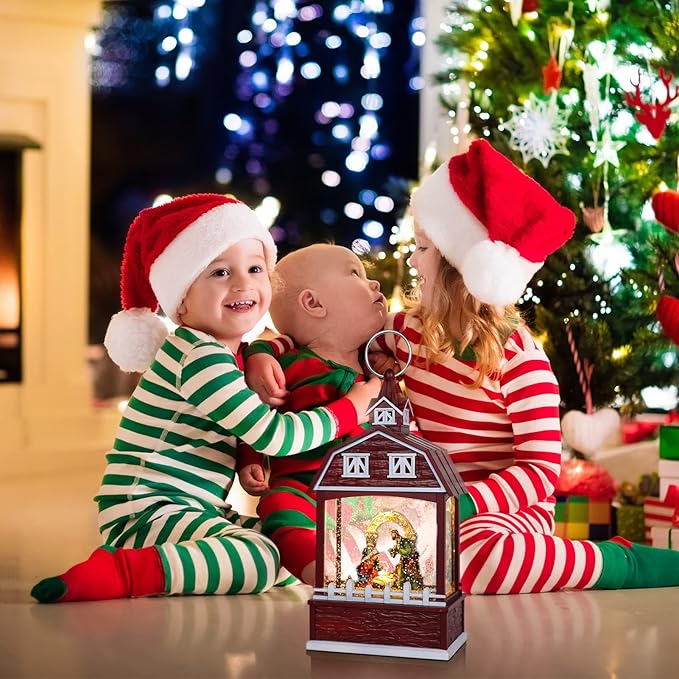 Eldnacele Musical Snow Globe Lantern with Timer, Lighted USB/Battery Operated Swirling Singing Water Glittering Snow Globes Lantern for Adults and Kids Christmas Decoration- Nativity