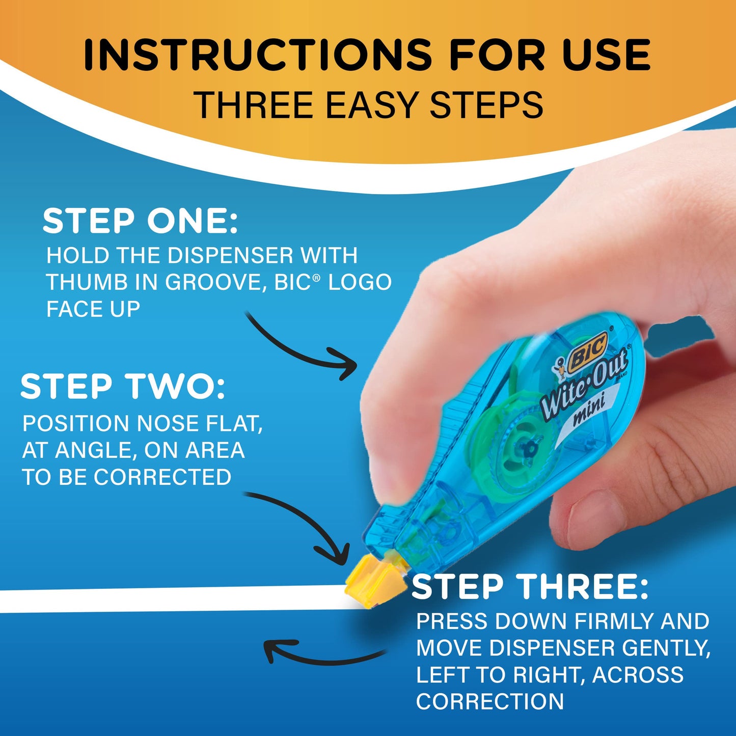 BIC Wite-Out Mini Correction Tape, White, No Dry Time, Long Lasting, 6-Count