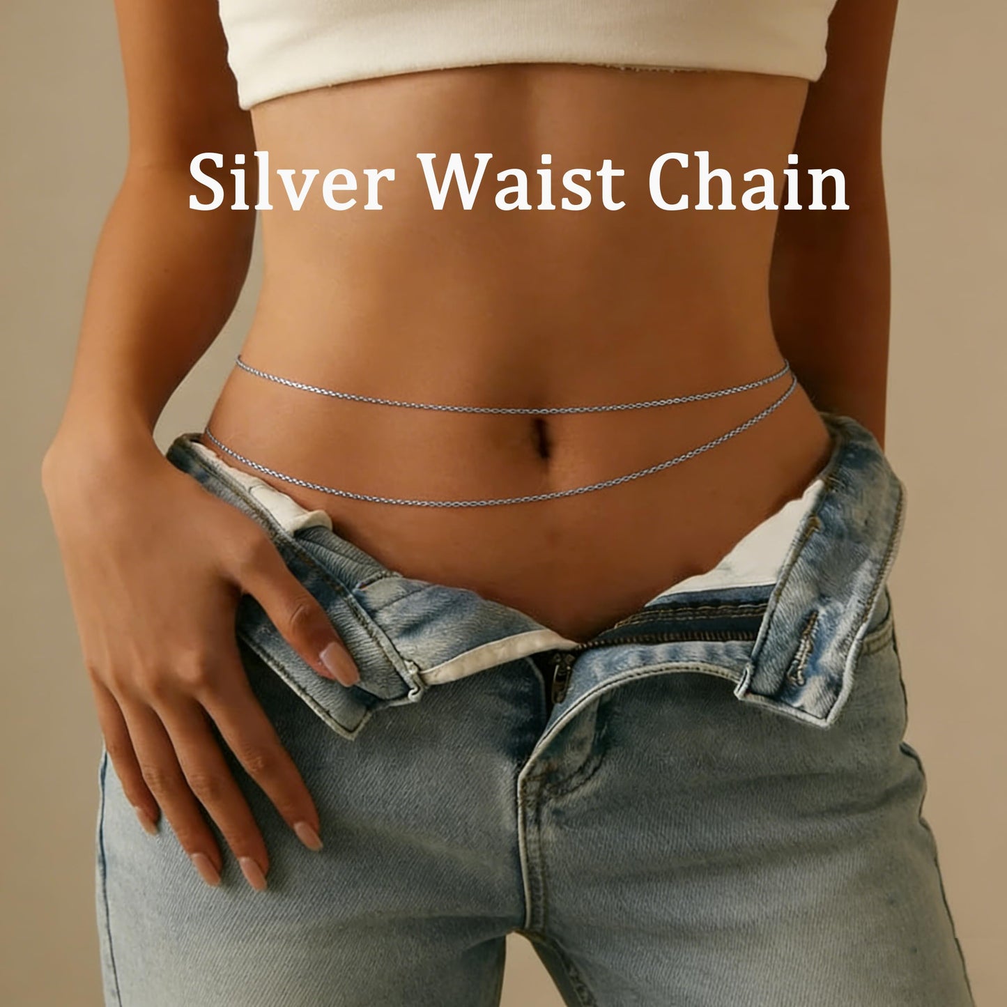 Longita Belly Chain Waist Chain for Women Silver Waist Jewelry for Women Silver Belly Chains Layered Summer Stomach Jewelry Sexy Body Chains no Tarnish Waterproof Plus Size