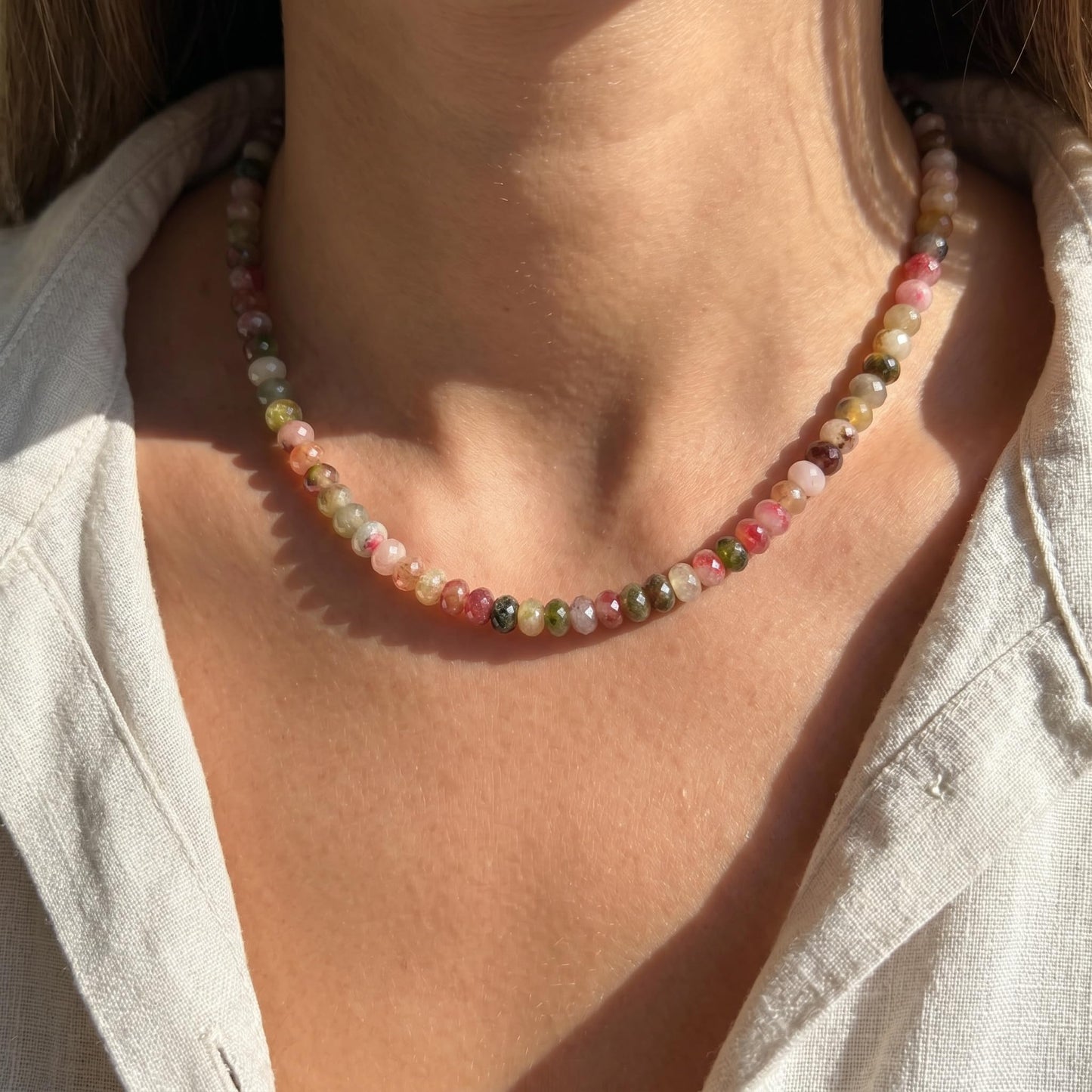 Badu Pomegranate Gemstone Beaded Necklace for Women Natural Stone Bead Beach Choker Necklace Fashion Trendy Jewelry Gifts