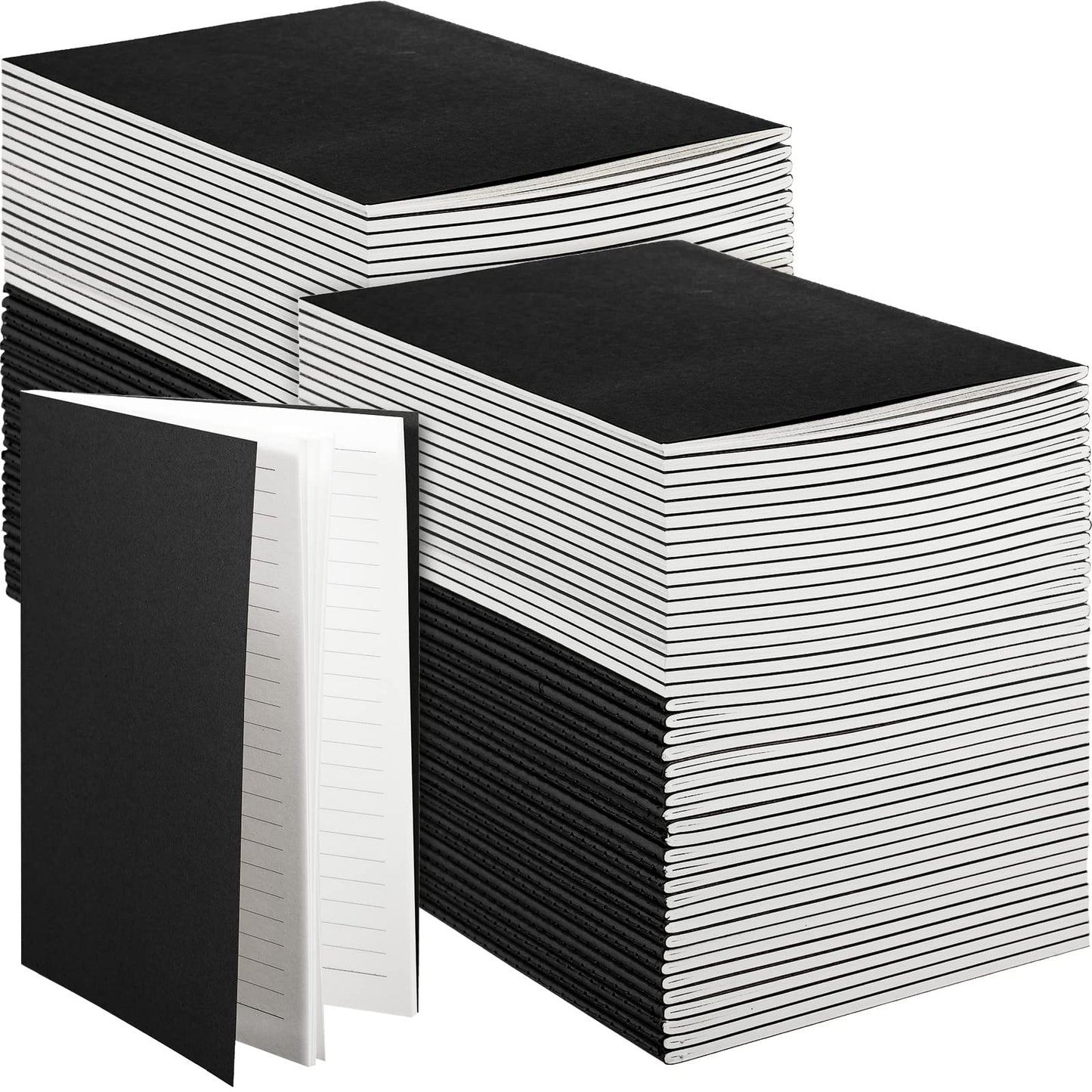 Mimorou 100 Pcs Journals Notebooks Bulk - Kraft Softcover A5 Small Notebooks 5.5 Inch x 8.3 Inch Notepads with 60 Page 30 Sheet for Writing Sketch Travel Office Supplies(Black,Lined)