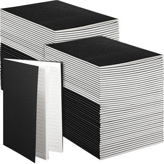 Mimorou 100 Pcs Journals Notebooks Bulk - Kraft Softcover A5 Small Notebooks 5.5 Inch x 8.3 Inch Notepads with 60 Page 30 Sheet for Writing Sketch Travel Office Supplies(Black,Lined)