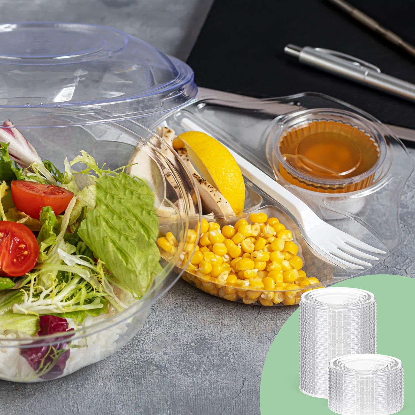 Acellegic 200 Pcs Plastic Cup Lids for Portion Cups Disposable Clear Portion Cup Lids Souffle Lid Plastic Food Prep Supplies for Restaurant, Cafe, Catering, Party (3.25oz 4.5oz 5oz)