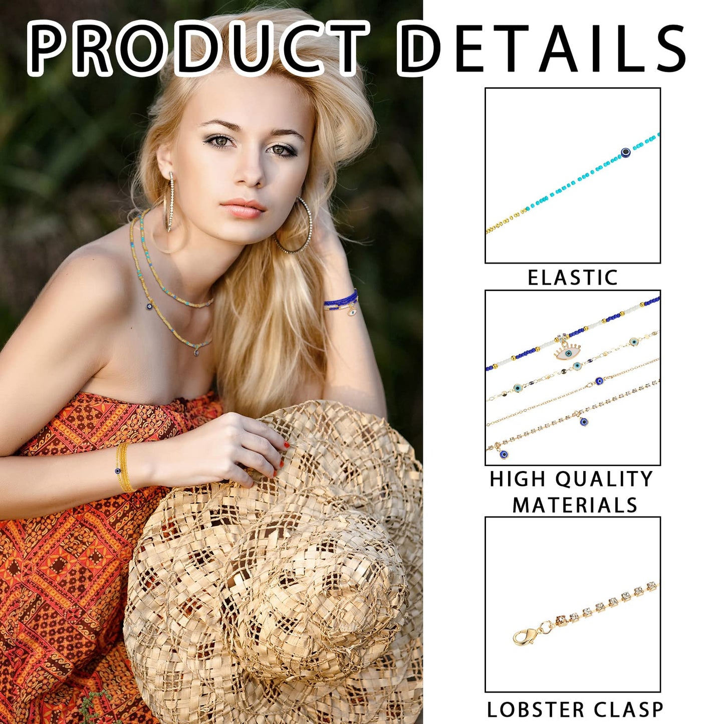 JenPen 8 Pcs Belly Chain Adjustable Waist Chain Summer Beach Bikini Waist Body Beads for Women Adults Multilayer(Delicate Style)
