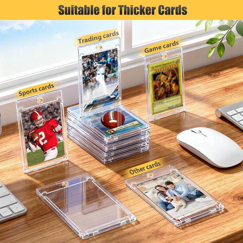 Superlong 75pt Magnetic Card Holder, 25ct Sports One Touch Card Holders with U-V Protection, Hard Plastic Trading Magnetic Case with 2 Strong Magnets for Baseball Game Collector Display Storage
