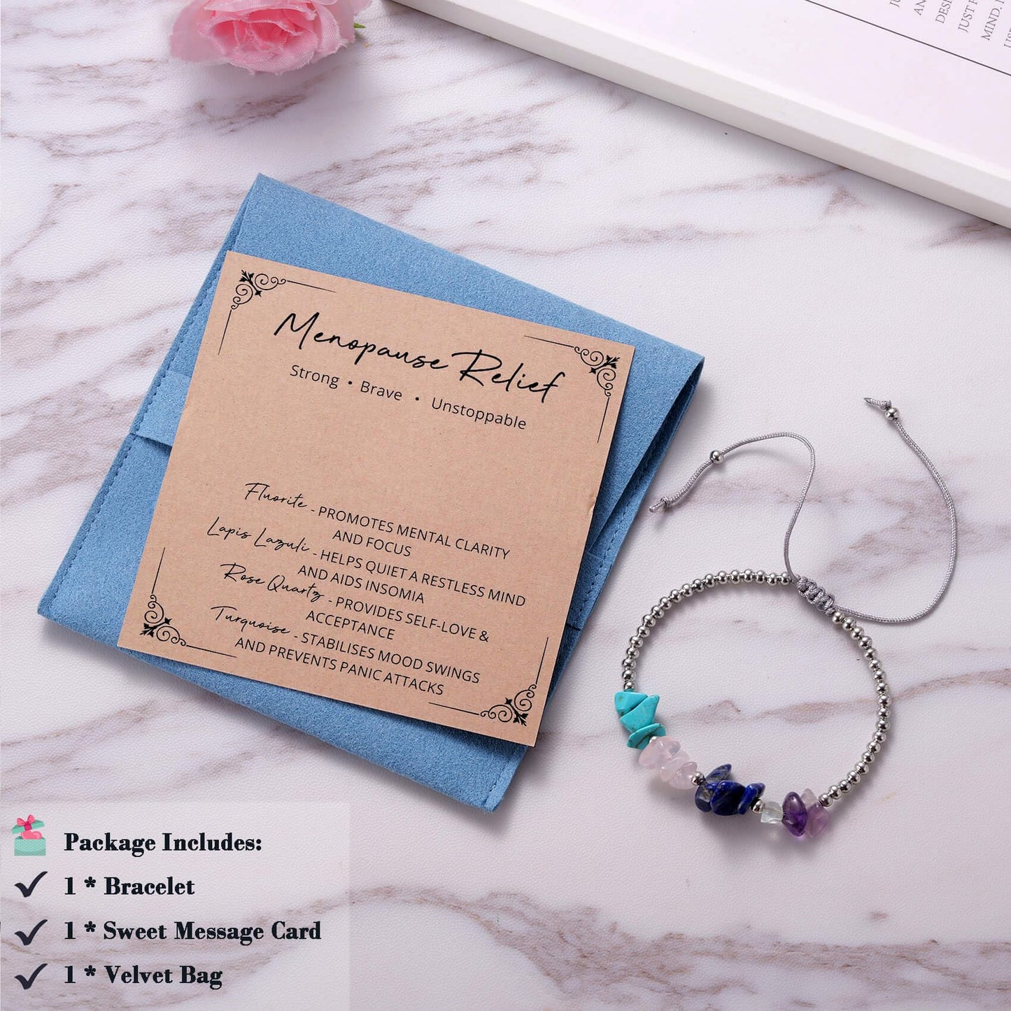 Ukodnus Menopause Bracelet for Women, Menopause Relief Jewelry for Hot Flashes Mood Support Sleep Calm, Hormone Balance Wellness Gifts for Women