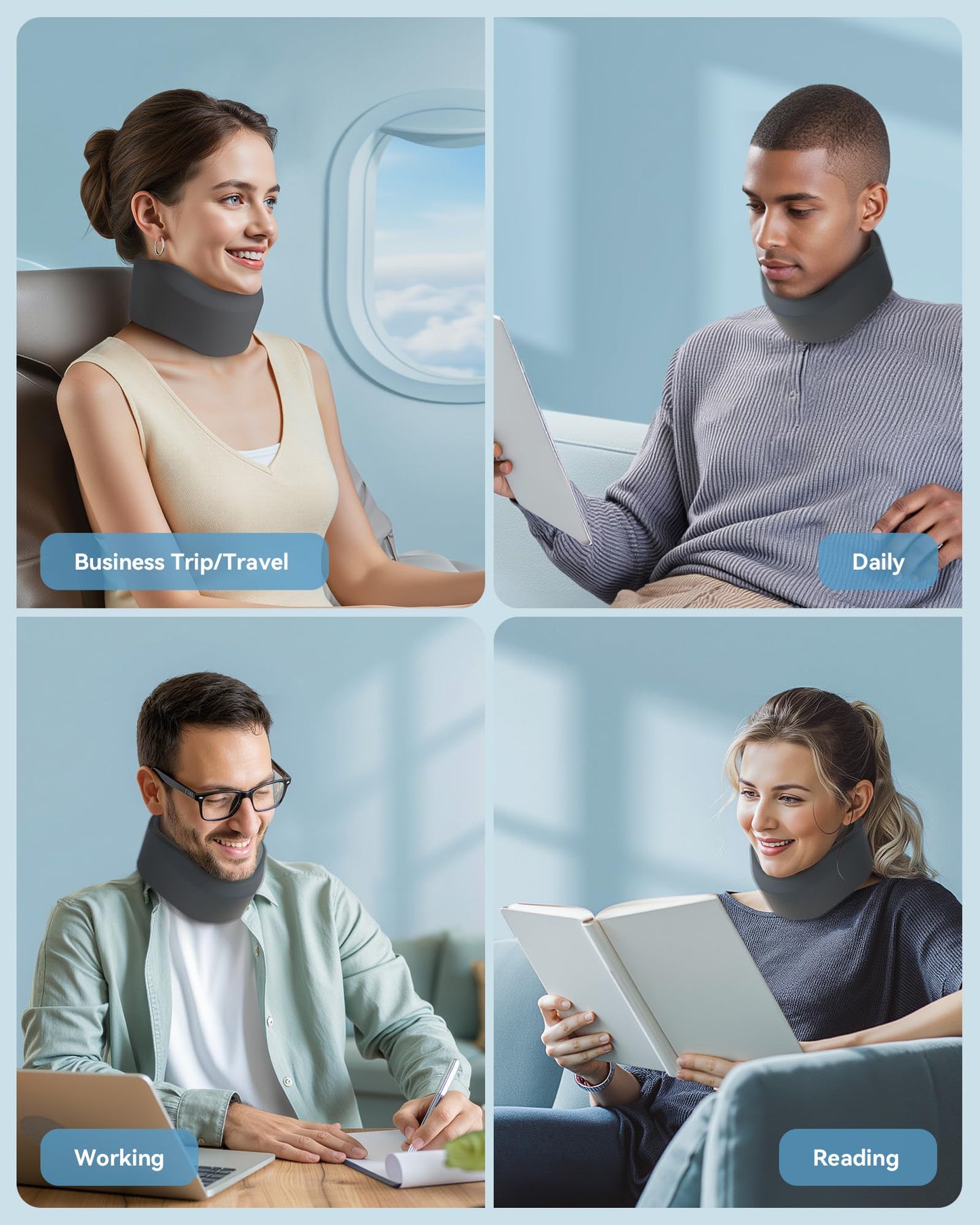 BETOVIN Neck Brace for Sleeping, for Relief Neck Pain and Provide Support Soft Cervical Collar, Neck Support Keep Vertebrae Stable & Aligned Relief of Cervical Spine Pressure Gray (Large Size)