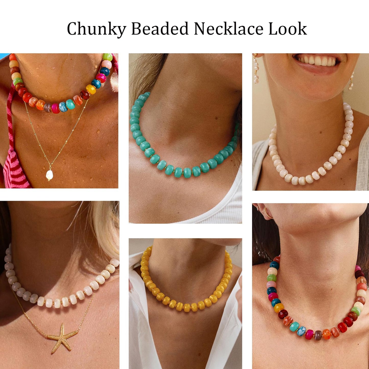 HolidayQbee Colorful Beaded Necklace for Women Boho Bead Chunky Necklace Bead Necklace Fashion Trendy Summer Beaded Necklaces Jewelry Gifts