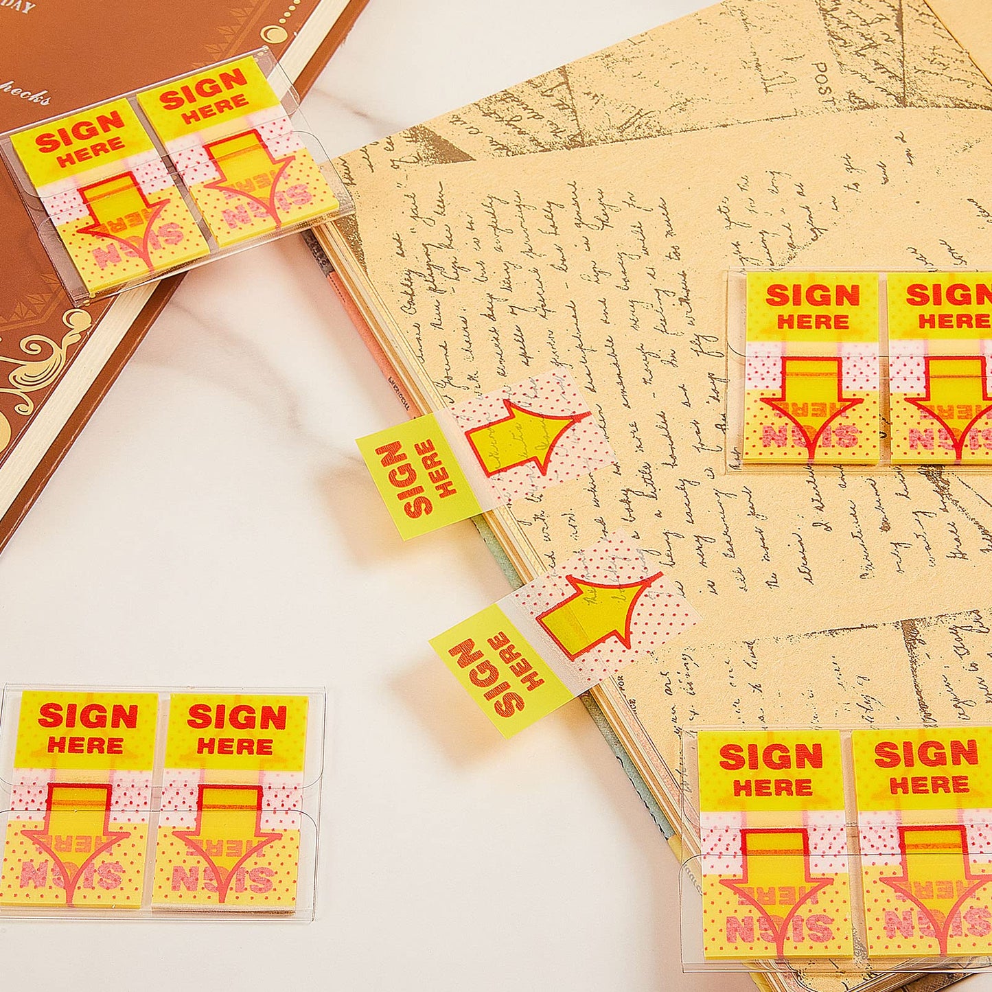 Jutom 25 Pack/ 1250 Pcs Sign Here Tabs 1 Inch Sign Here Stickers Date Post Tabs Flags Stickers with Dispenser Arrow Flags Easy to Post for School Office Book Annotation Kit Supplies, Yellow