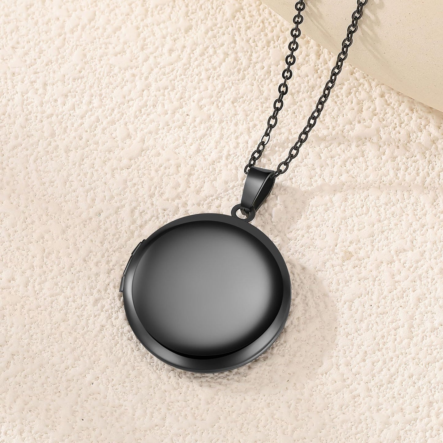 PHOCKSIN Black Round Locket Necklace 12 Birth Flowers Personalized Necklace that Holds Pictures Customized Gifts Locket Necklaces for Birthday