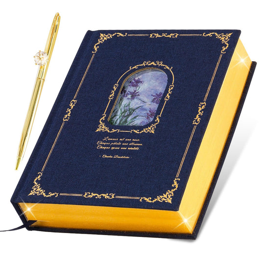 Thick Journal Notebook for Women & Girls, 360 Pages A5 Writing Journaling Notebook with Paintings, Women Journal for Writing, Vintage Journal with Gift Box & Pen for Women Gift Ideas (Midnight Blue)
