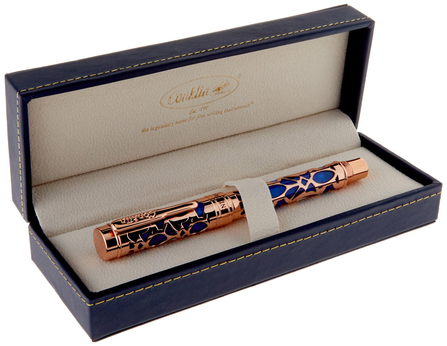 Conklin Endura Deco Crest Fountain Pen in Blue, Extra Fine Nib, Premium Writing Instrument