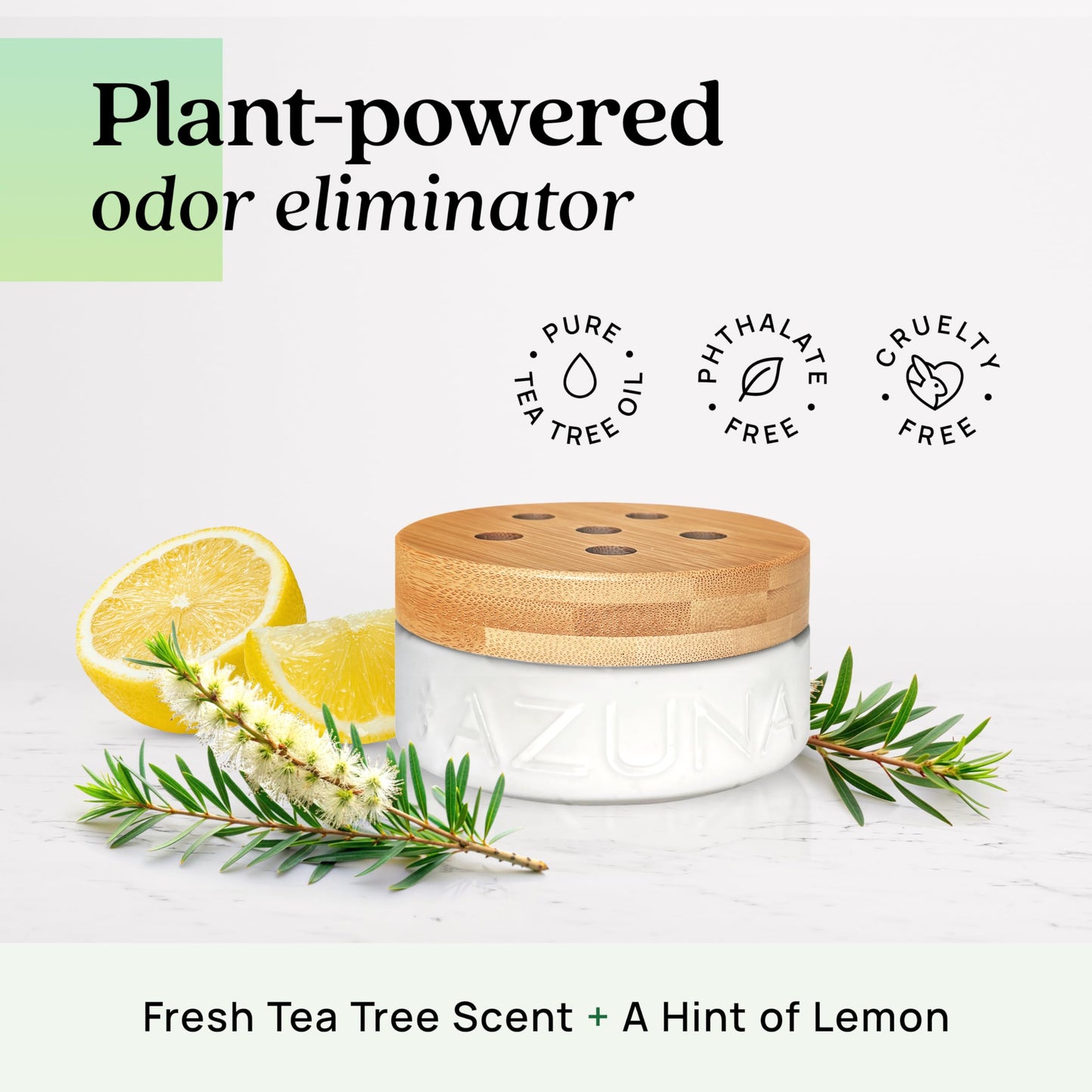 Azuna Air Freshener and Odor Eliminator for Strong Odor Gel 12oz Refill Pouch with Tea Tree Oil | Plant-Based & Long Lasting | Pet, Smoke, Home and Bathroom | Natural Scent | Last 60-90 Days