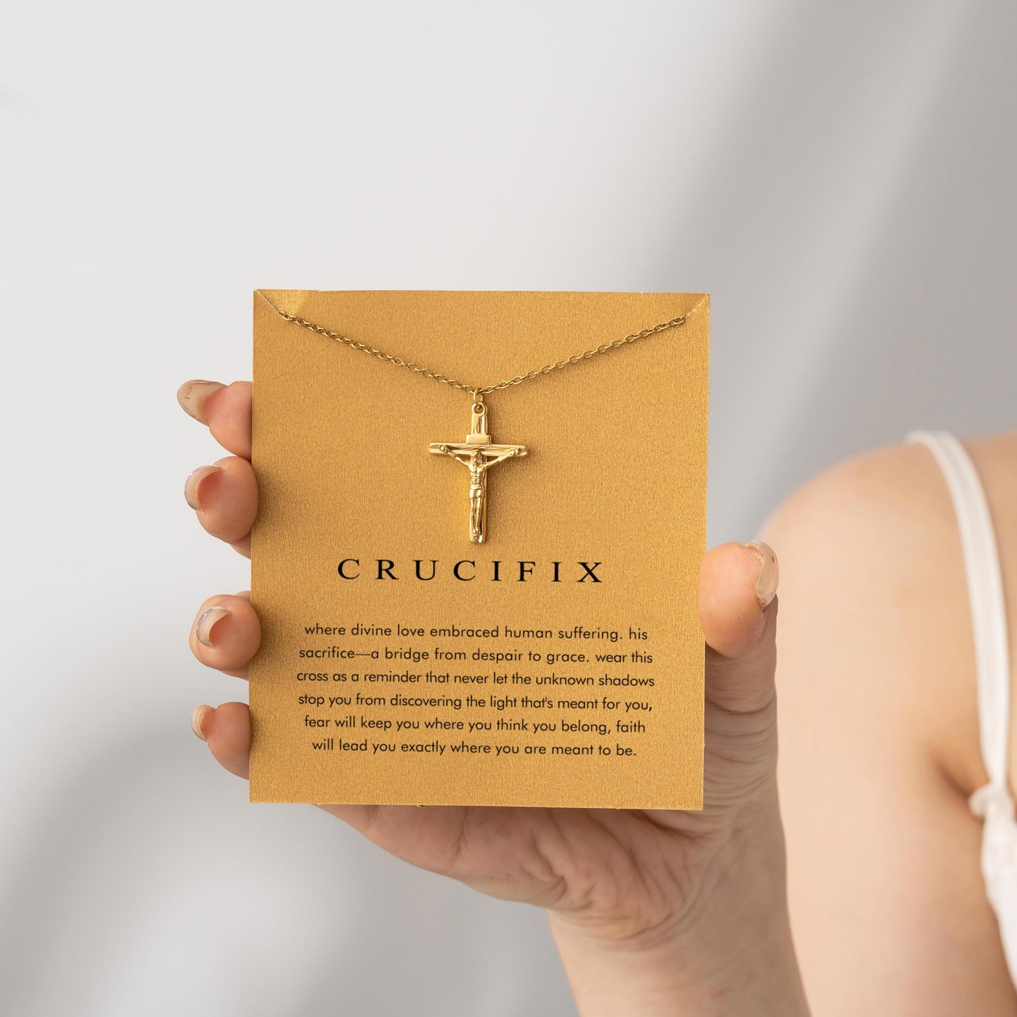 Baydurcan Gold Cross Necklaces for Women Crucifix Necklace Christian Gifts for Her Friends Female Jesus Necklace Christian Women Gifts (Cross)