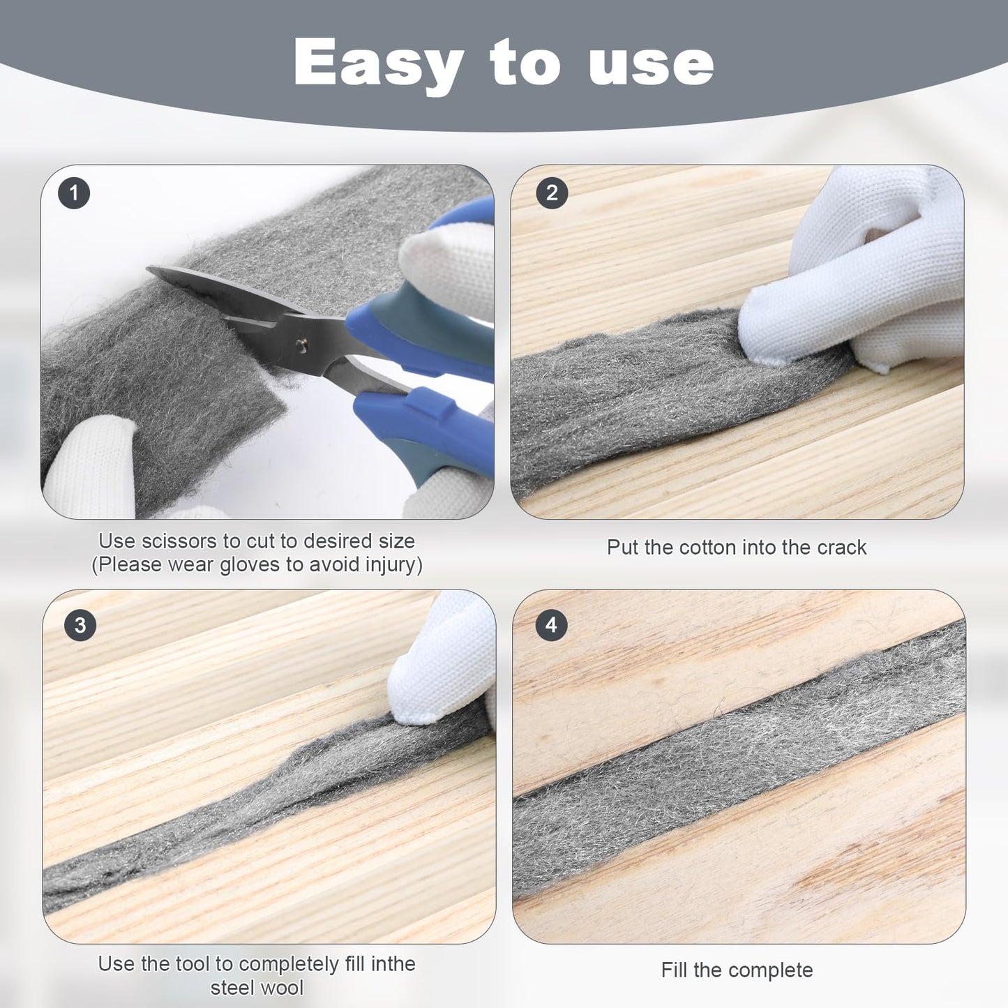 Storystore Steel Wool Mice Control, 60 FT Stainless Steel Wool Fill Fabric Roll, Gap Blocker Coarse Wire Hardware Cloth DIY Kit for Holes, Wall, Garden, Kitchen, Pipeline in Garage