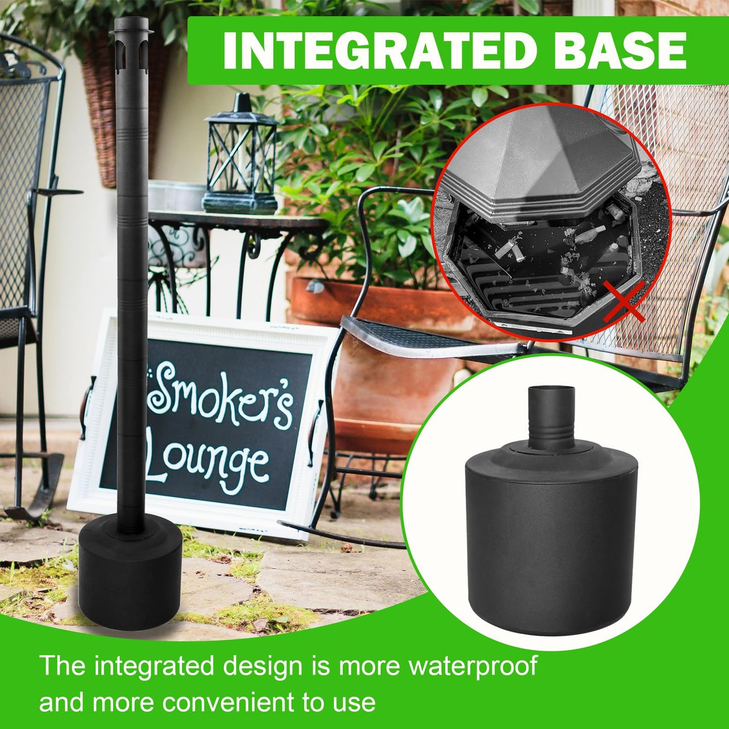 Cigarette Butt Disposal Outdoor, Standing Ashtrays for Outside Patio Stainless Steel Outdoor Ashtray Cigarette Butt Container, 7" Diameter x 46" H