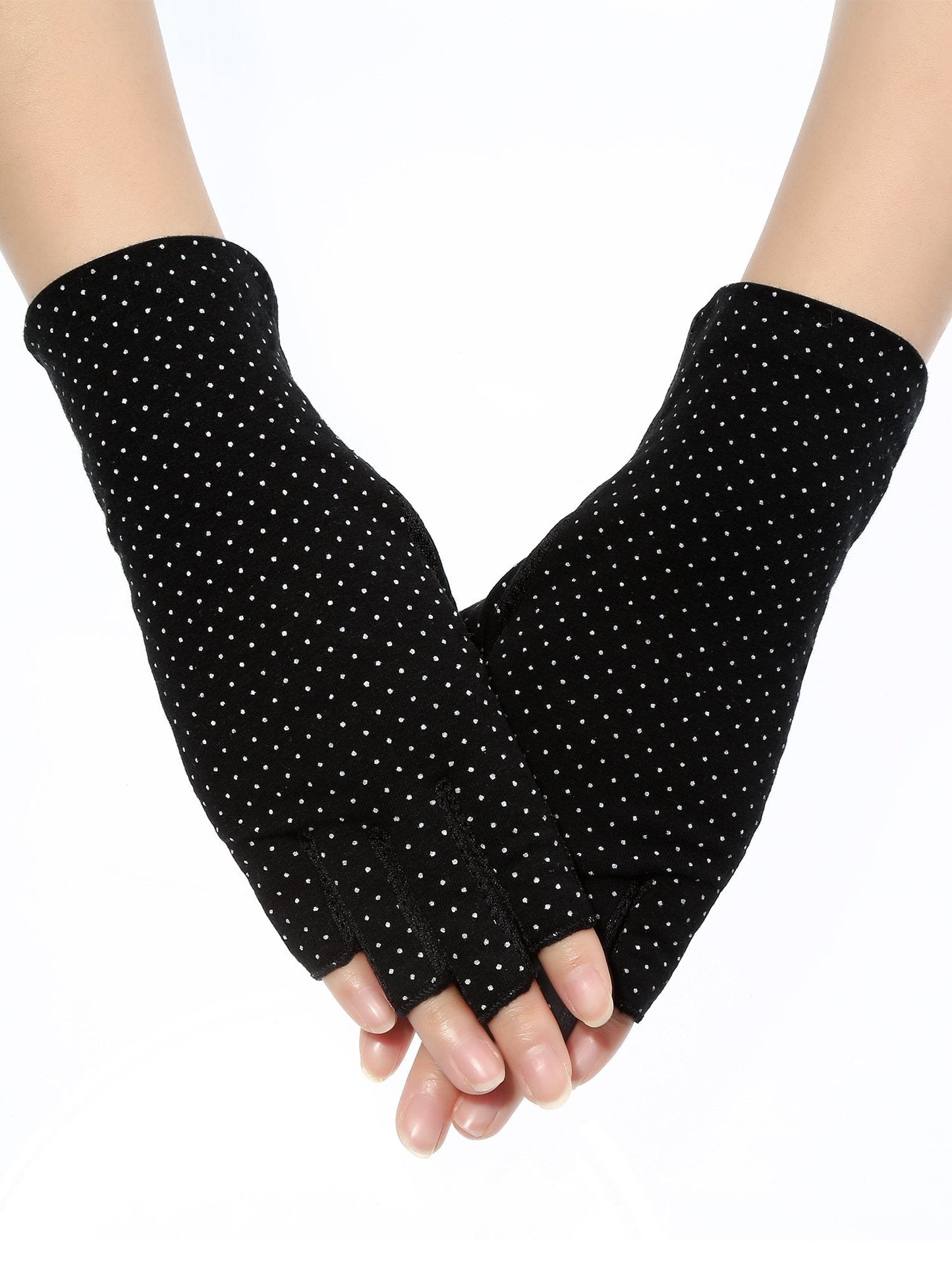 Maxdot Sun Gloves for Women UV Protection Fingerless Non Slip sunscreen Driving Gloves for Summer Outdoor(2 Pairs,Black and Khaki)