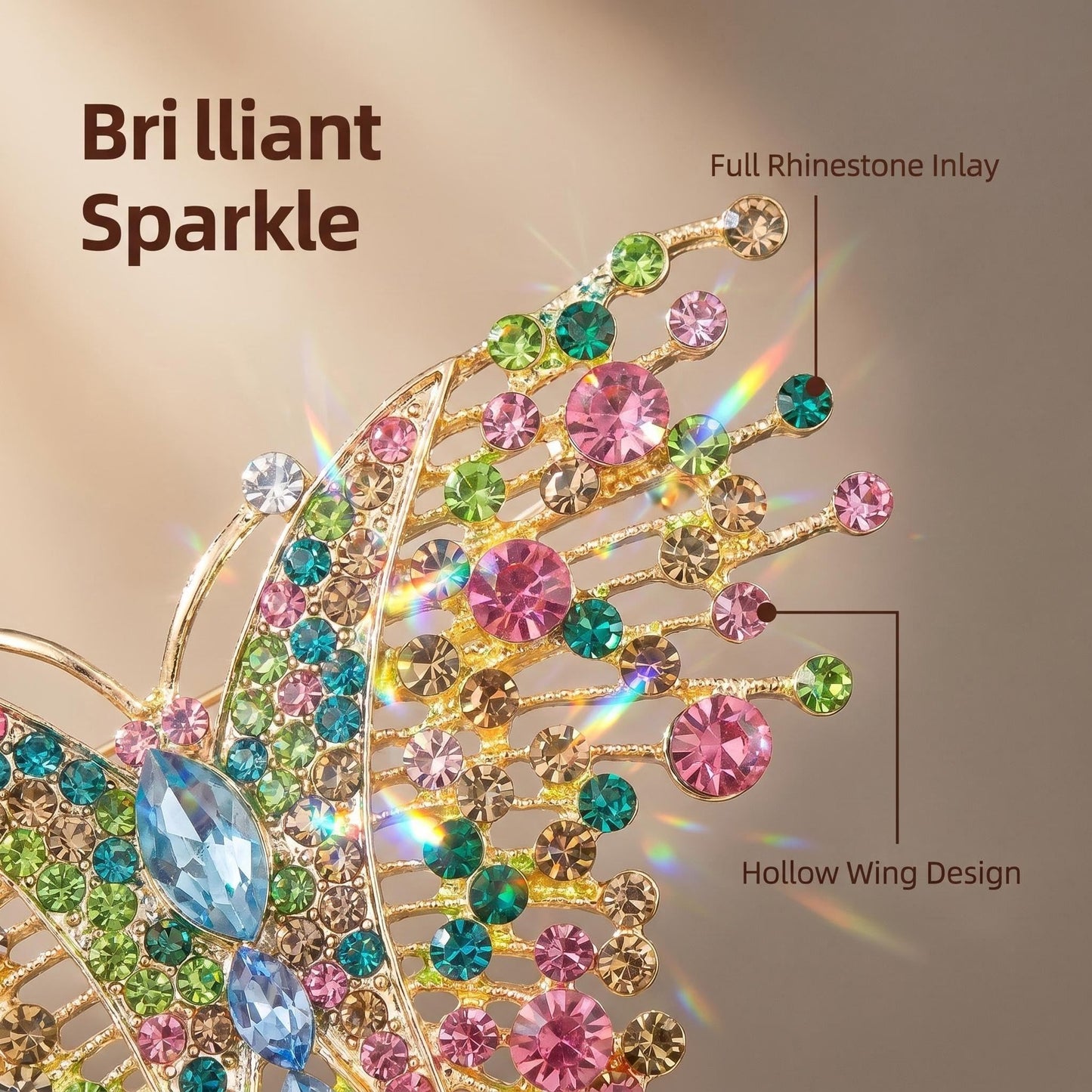 4Pcs Colorful Butterfly Brooch Pins for women, Fashion Women's enamel Crystal Rhinestone Butterfly Brooches Pin set for Clothes Dresses (2)