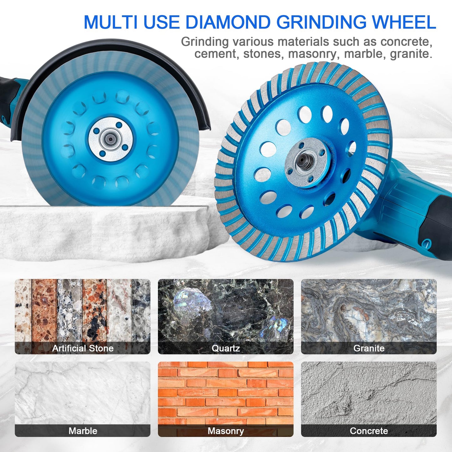 SWIGRANCE Diamond Concrete Grinding Cup Wheels 180mm 7" Turbo Row Segment, Fits 7/8" Arbor, Shaping Polishing Cleaning Concrete Masonry Marble Granite Brick