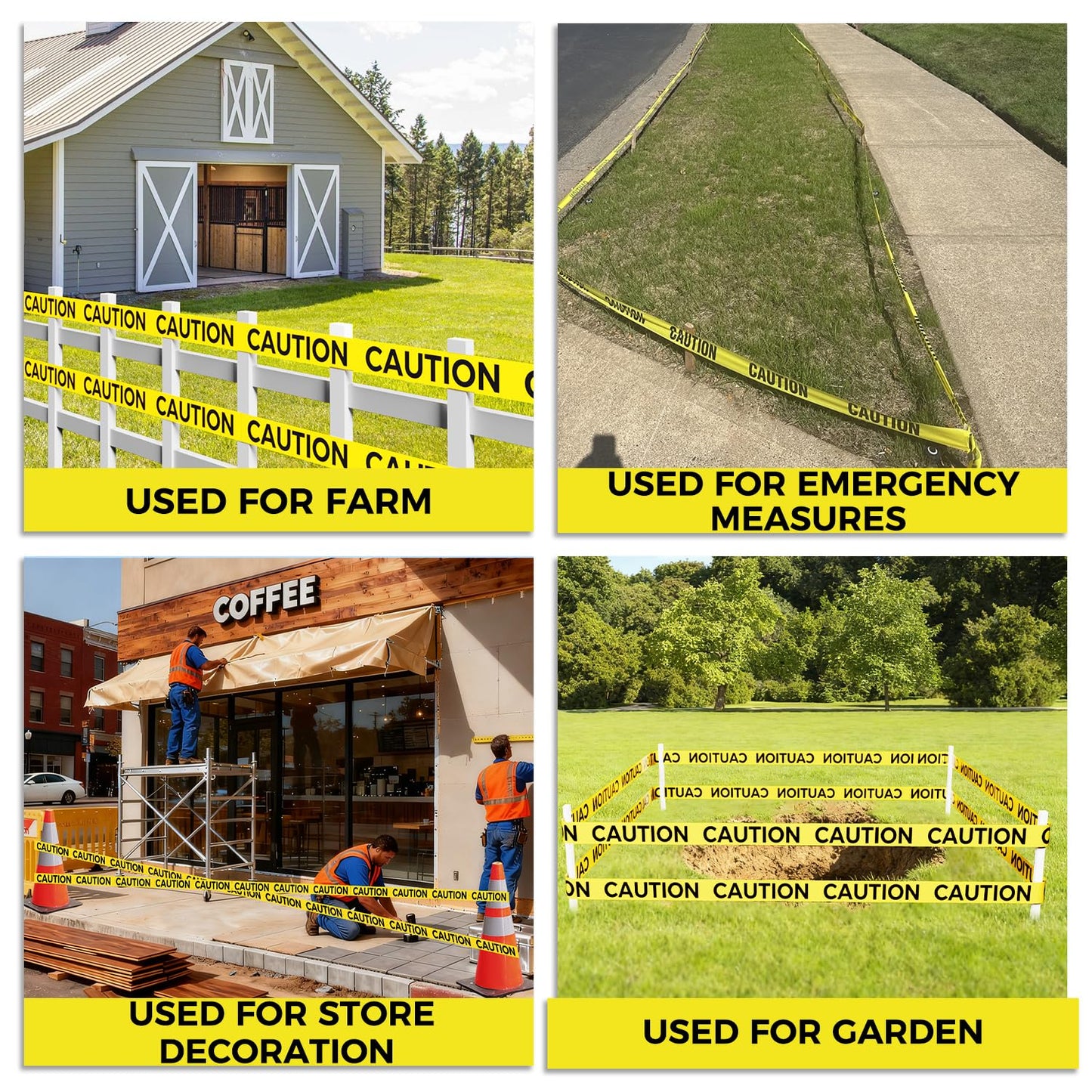 SWRT 3 Rolls Premium Yellow Caution Tape, 3 Inch x 1000FT(Total 3000FT) Bright Hazard Tape with Bold Black Text for Danger Zones/Sporting Events, Construction Tape for Crime Scenes/Halloween Decor