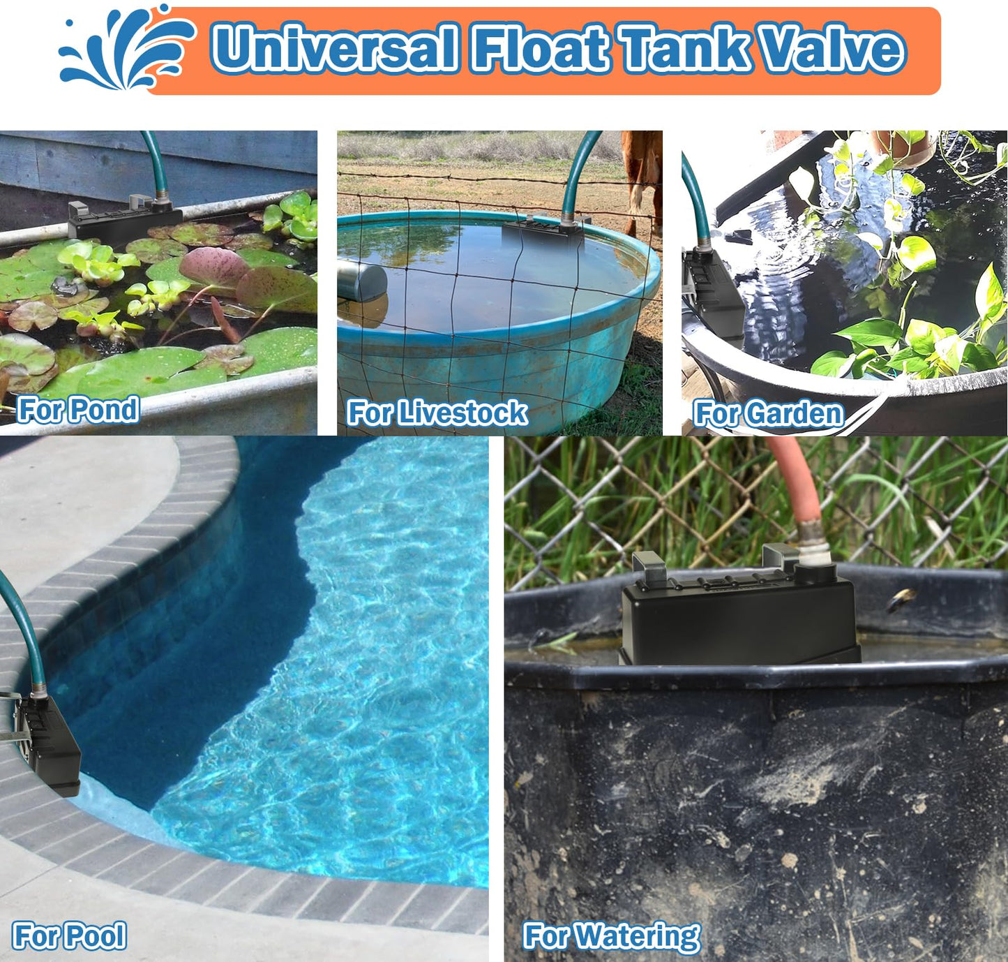 Water Trough Float Valve Livestock Stock Tank Float Valve for Water Tank of Pond Farm Livestock Cattle Goat Horse Pool,2PCS Automatic Control Waterer Level